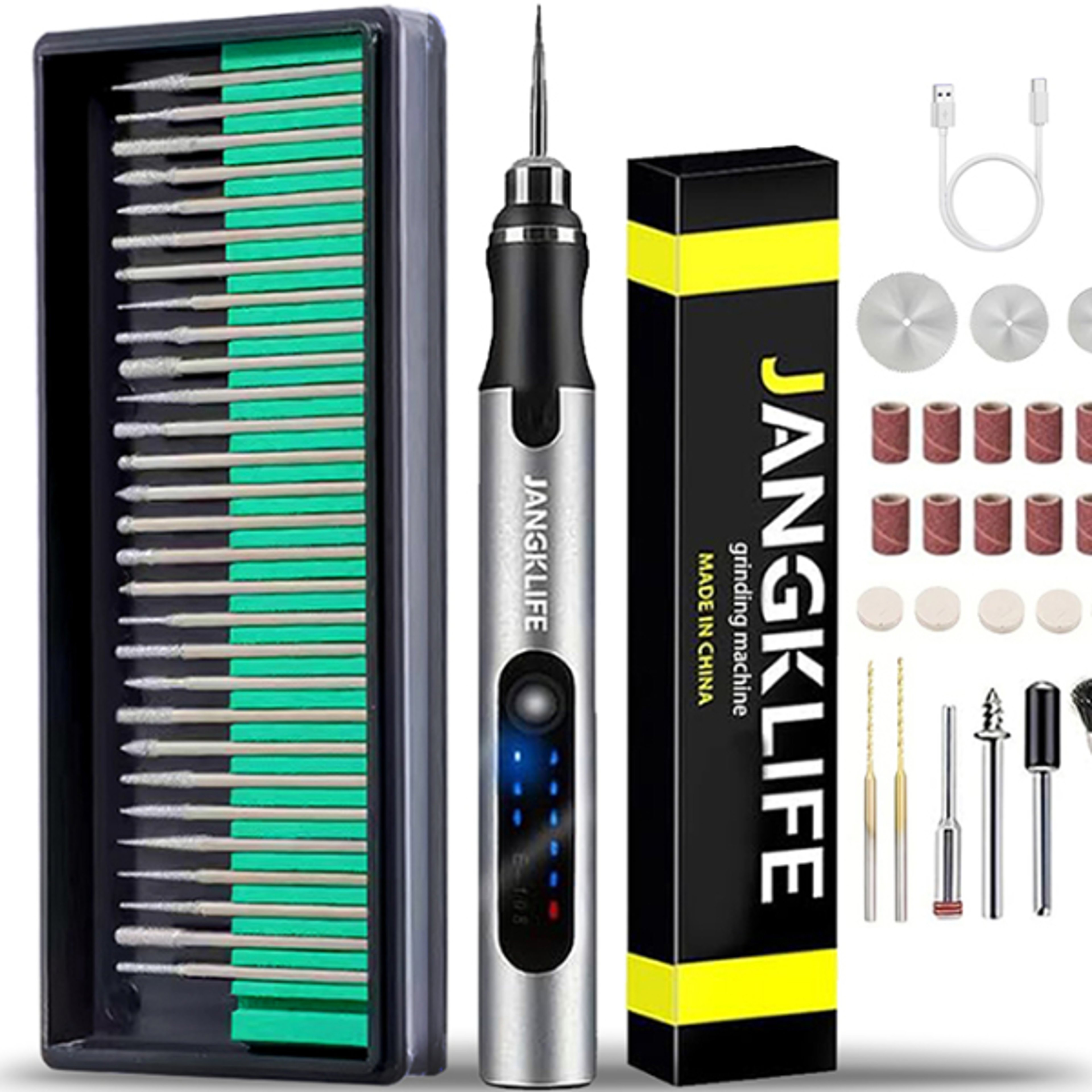 usb cordless rotary tool kit  portable engraving pen for jewelry, metal, glass & diy projects