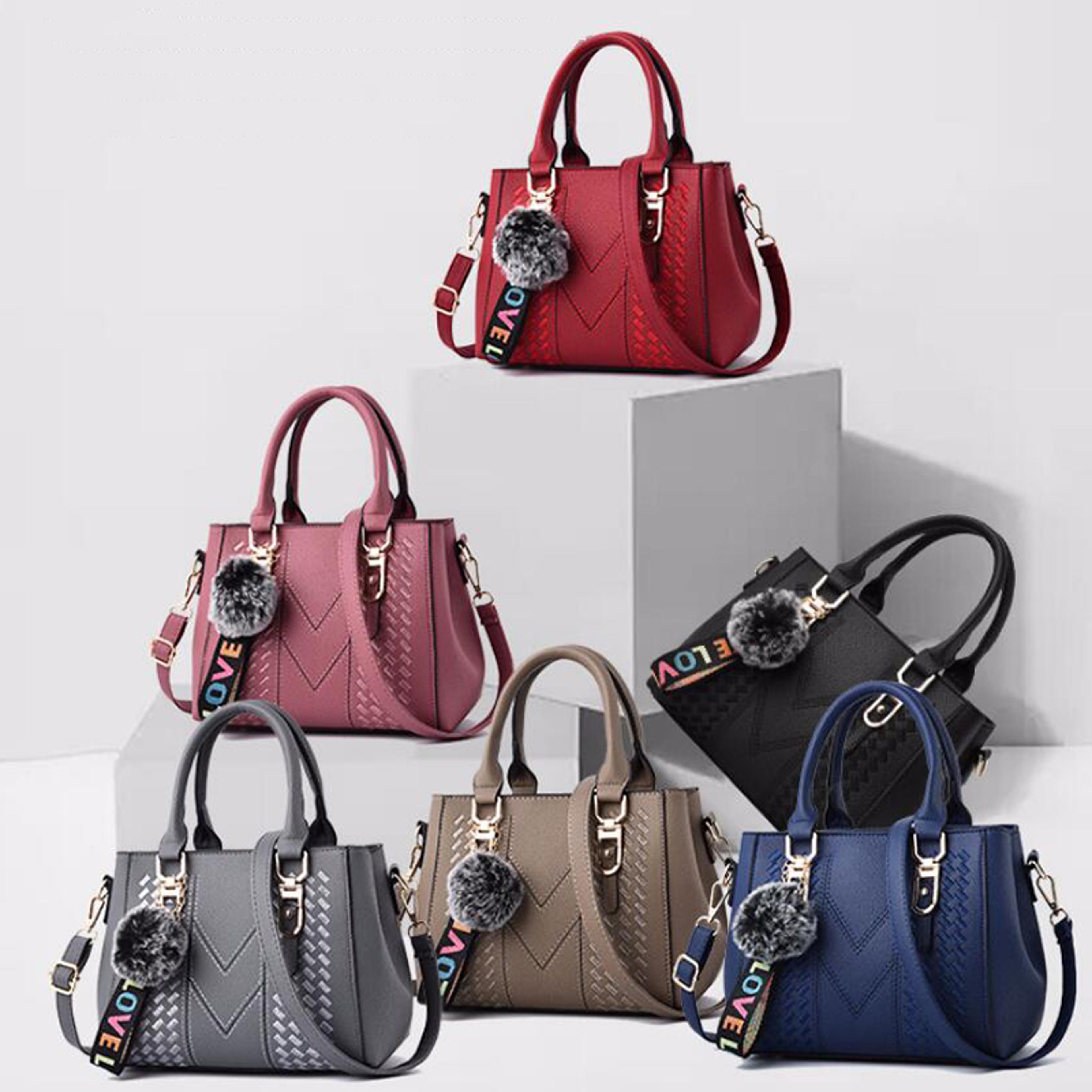 Embroidery Leather Messenger Handbag For Women  Stylish Practical  Trendy Womens Bag With Hair Ball