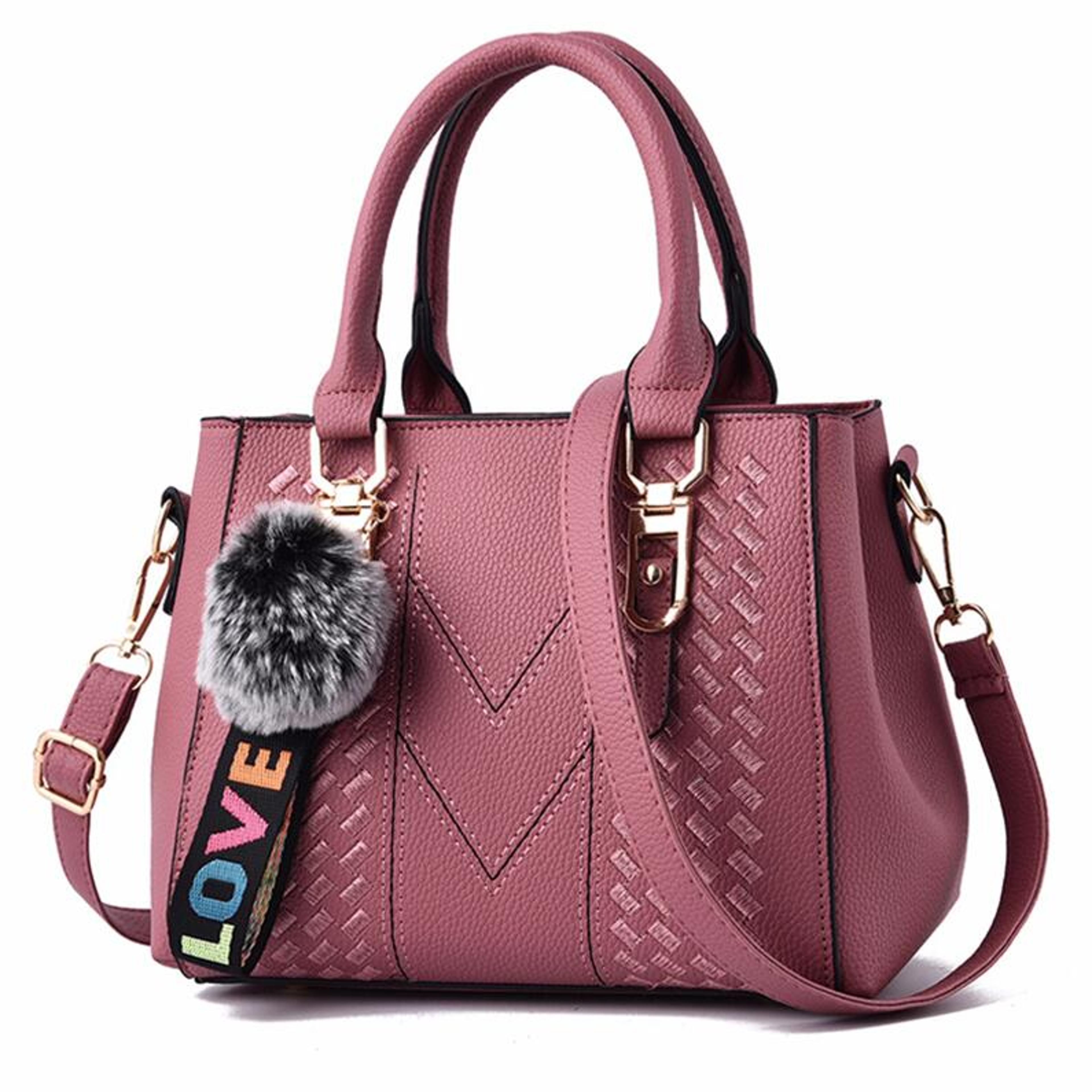 Embroidery Leather Messenger Handbag For Women  Stylish Practical  Trendy Womens Bag With Hair Ball
