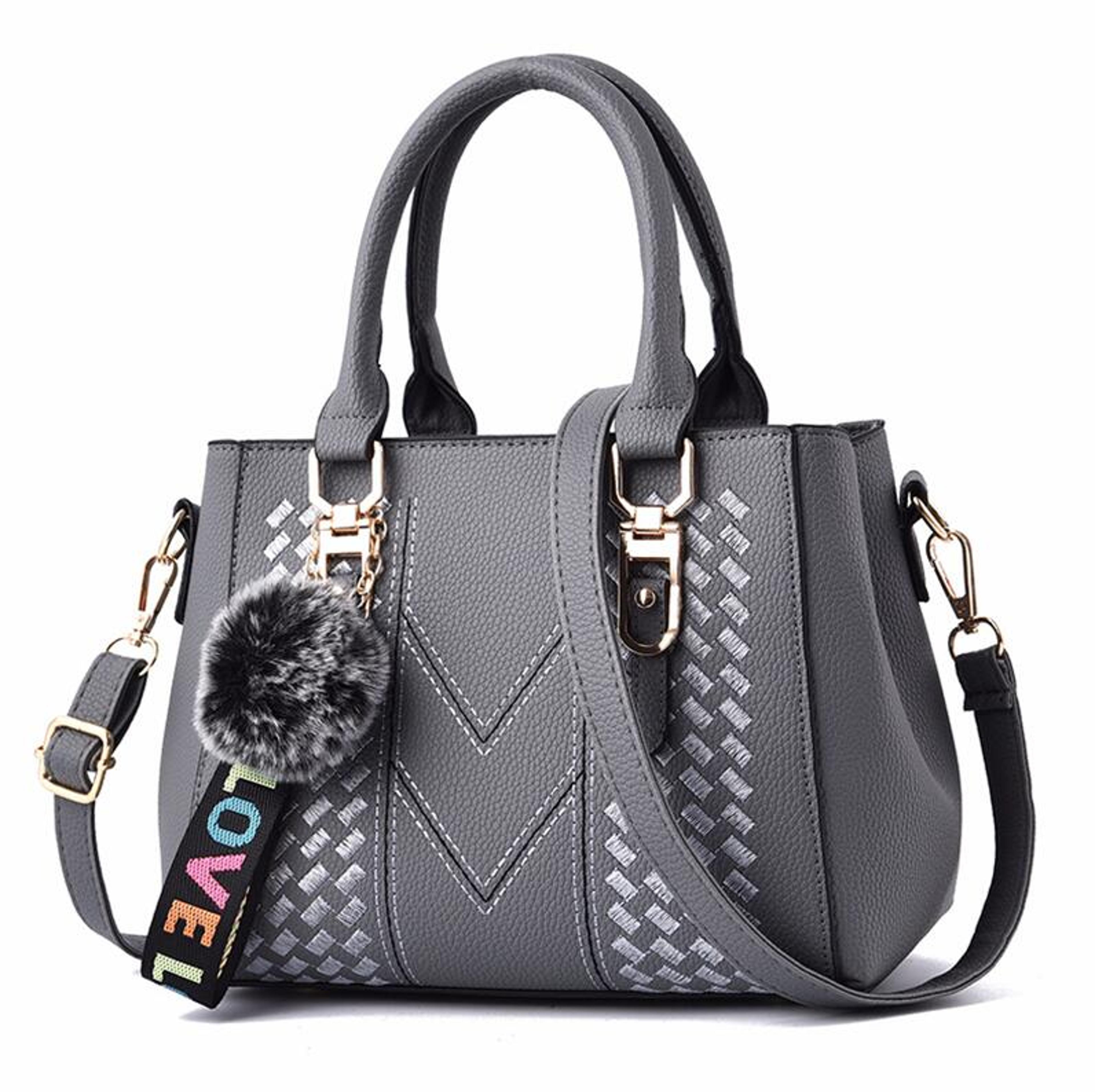 Embroidery Leather Messenger Handbag For Women  Stylish Practical  Trendy Womens Bag With Hair Ball