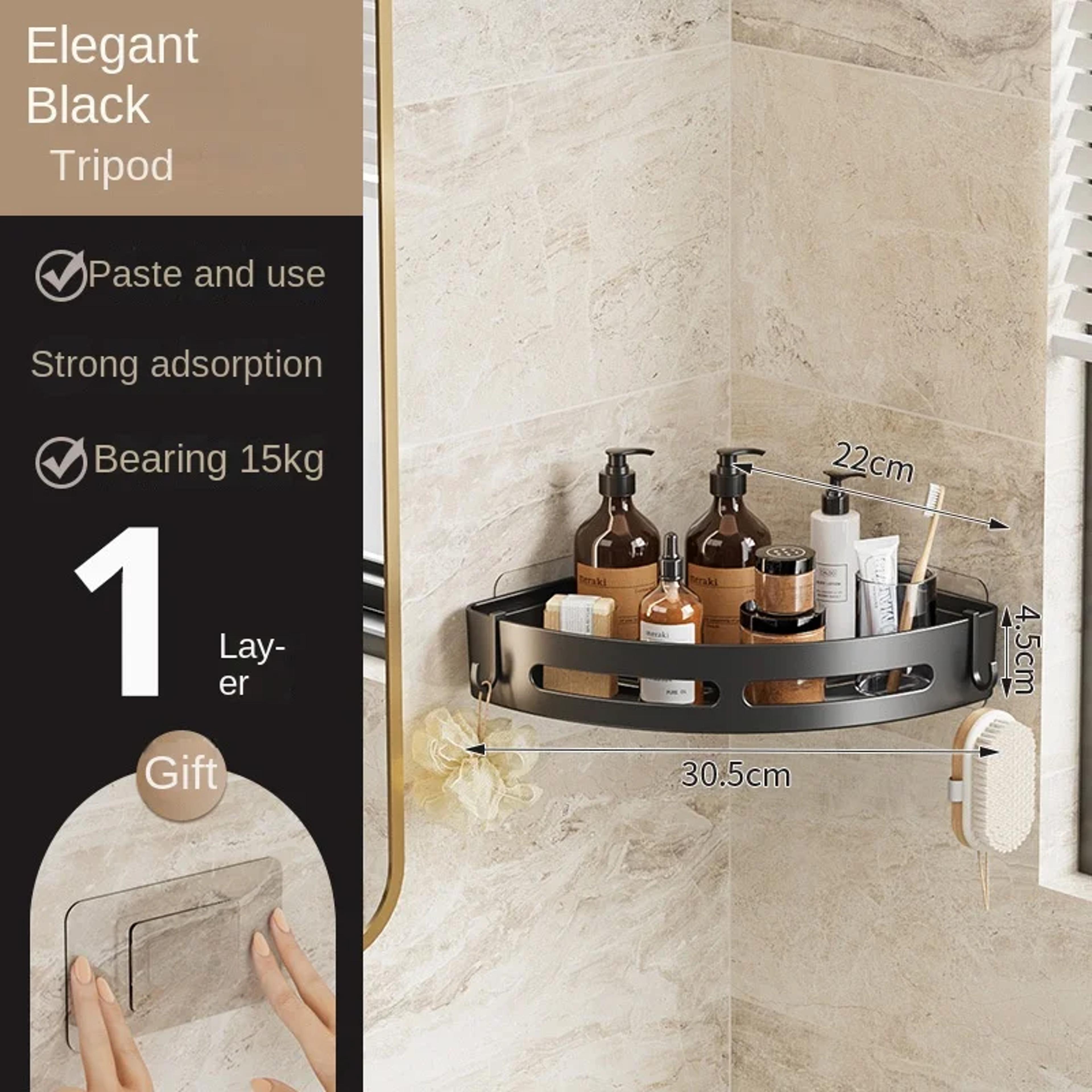 Waterproof NoDrill Shower Shelf  Strong Adhesive Bathroom Organizer Towel  Shampoo Holder 6