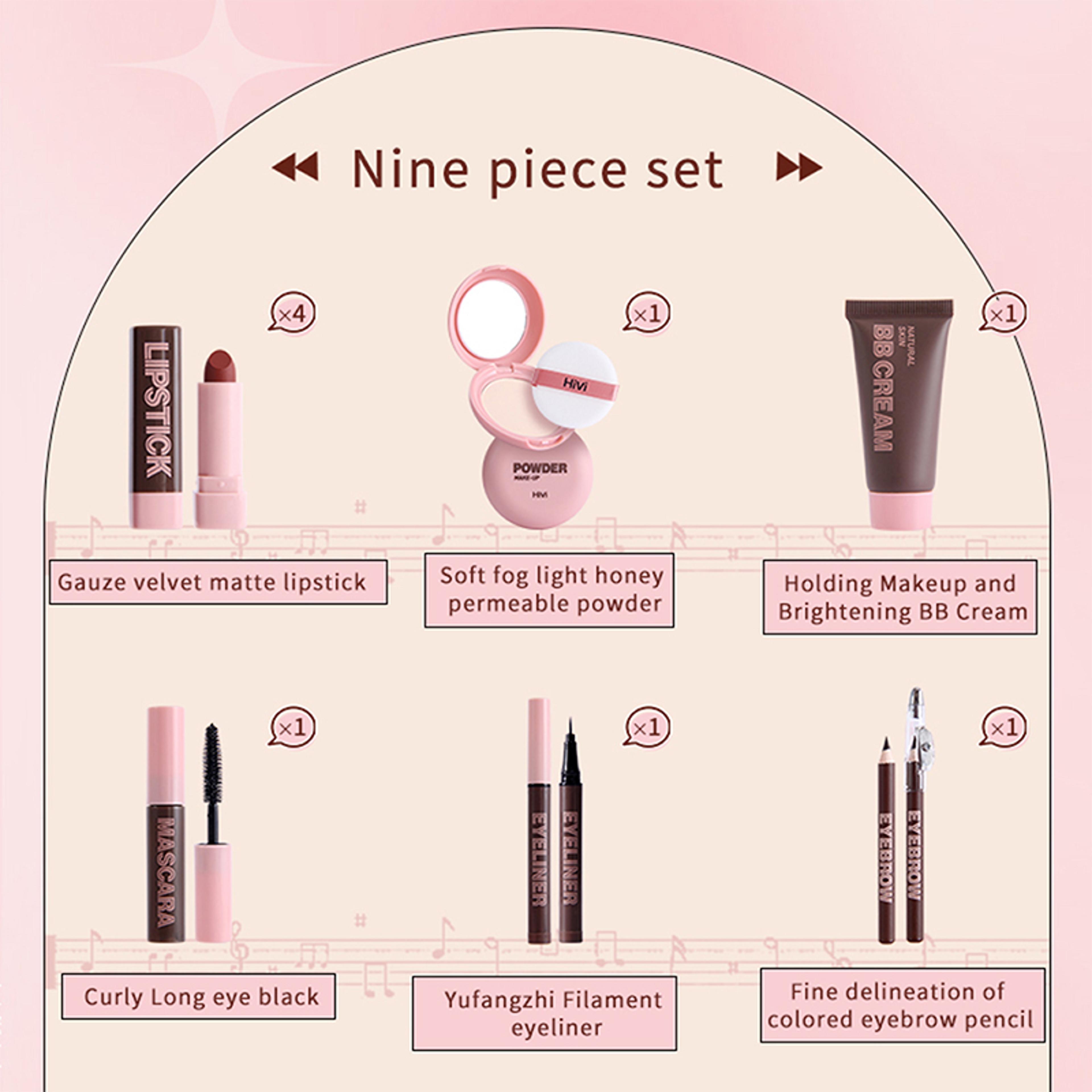 Womens Christmas Makeup Set Lipsticks Powder BB Cream Eyebrow Pencil Mascara  Eyeliner Gift Set 4