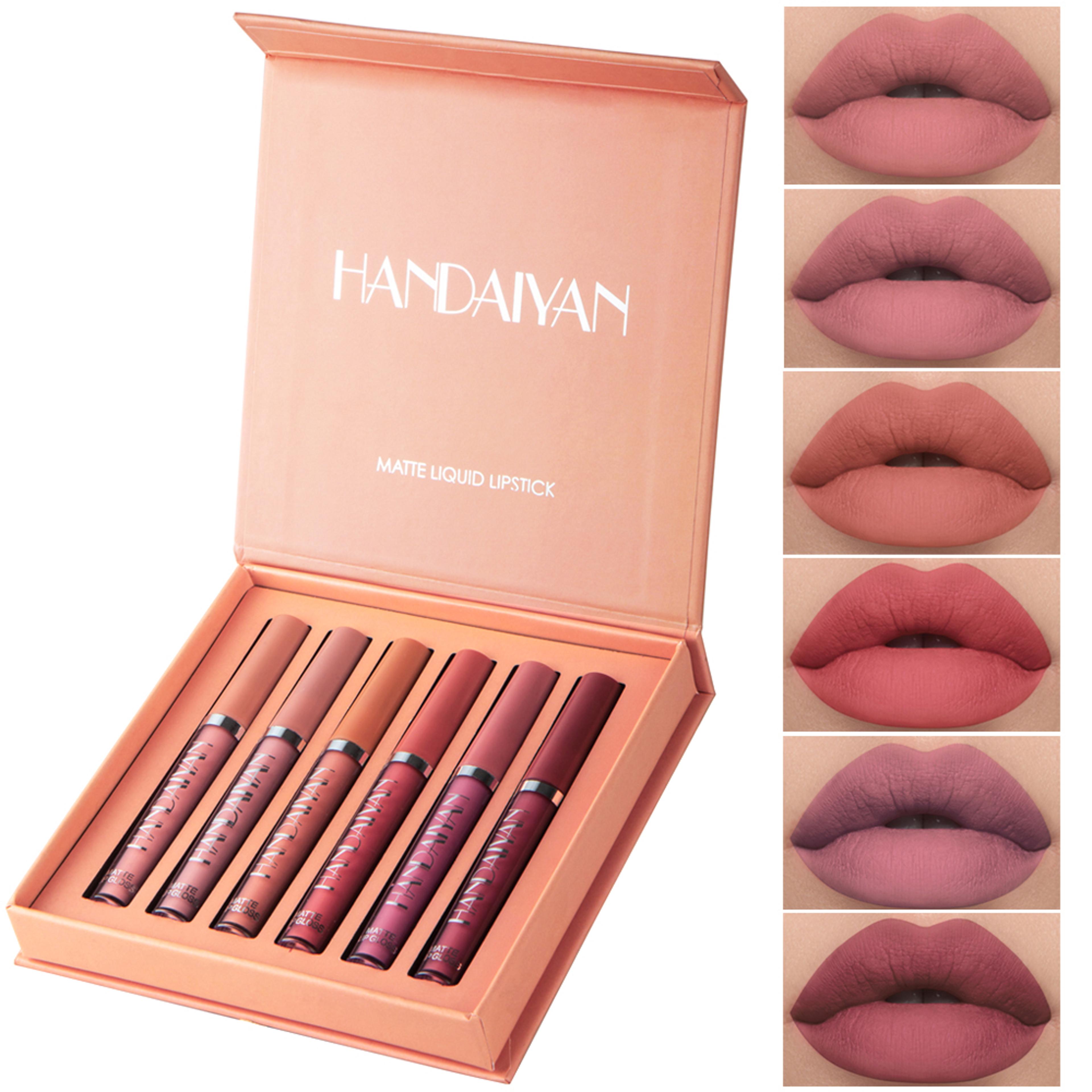 LongLasting NonStick Matte Liquid Lipstick  Gift Box Edition With Lip Gloss 6
