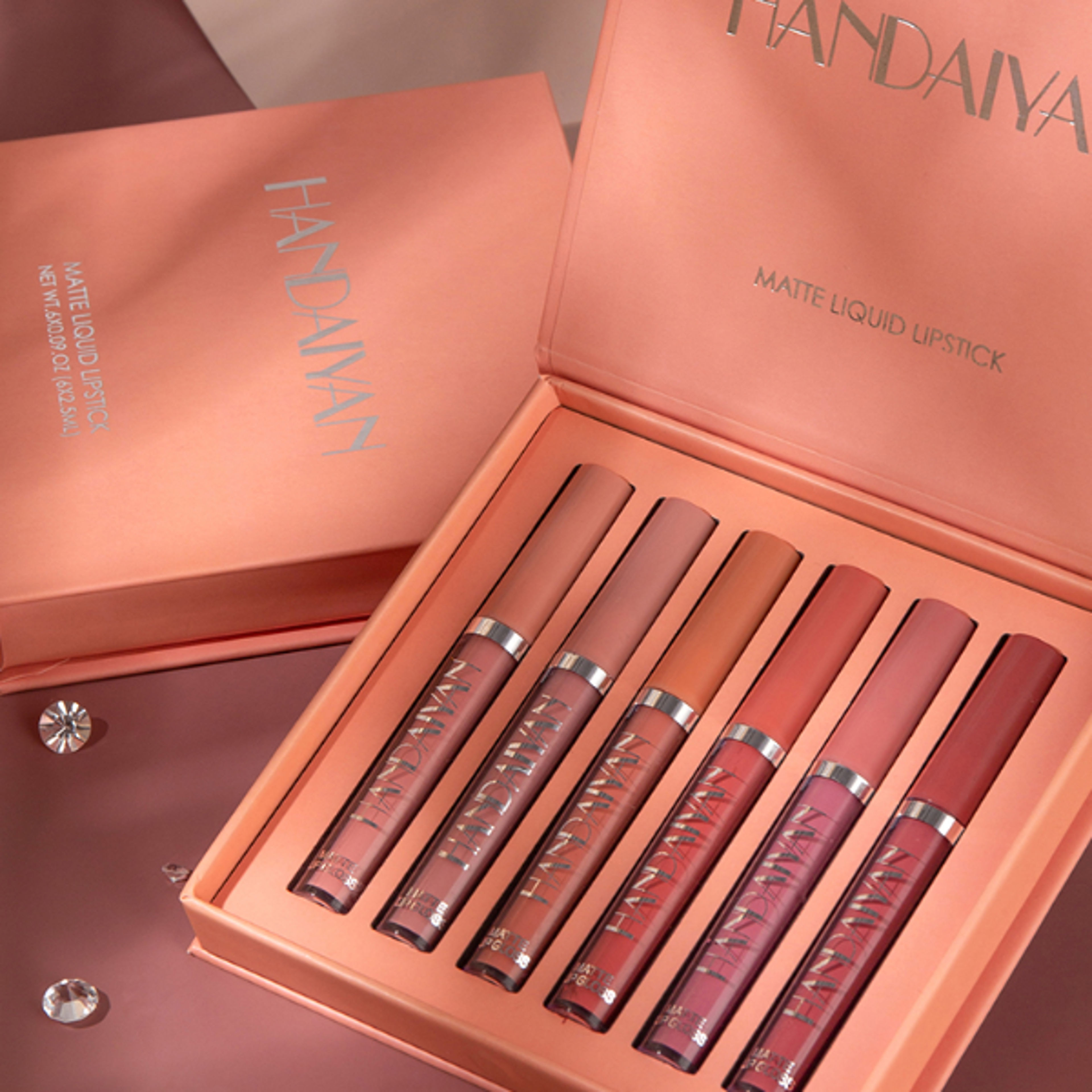HANDAIYAN Set of 6 NonStick Cup Liquid lipstick  LongLasting Lip Gloss Gift Box  Matte Finish Lip
