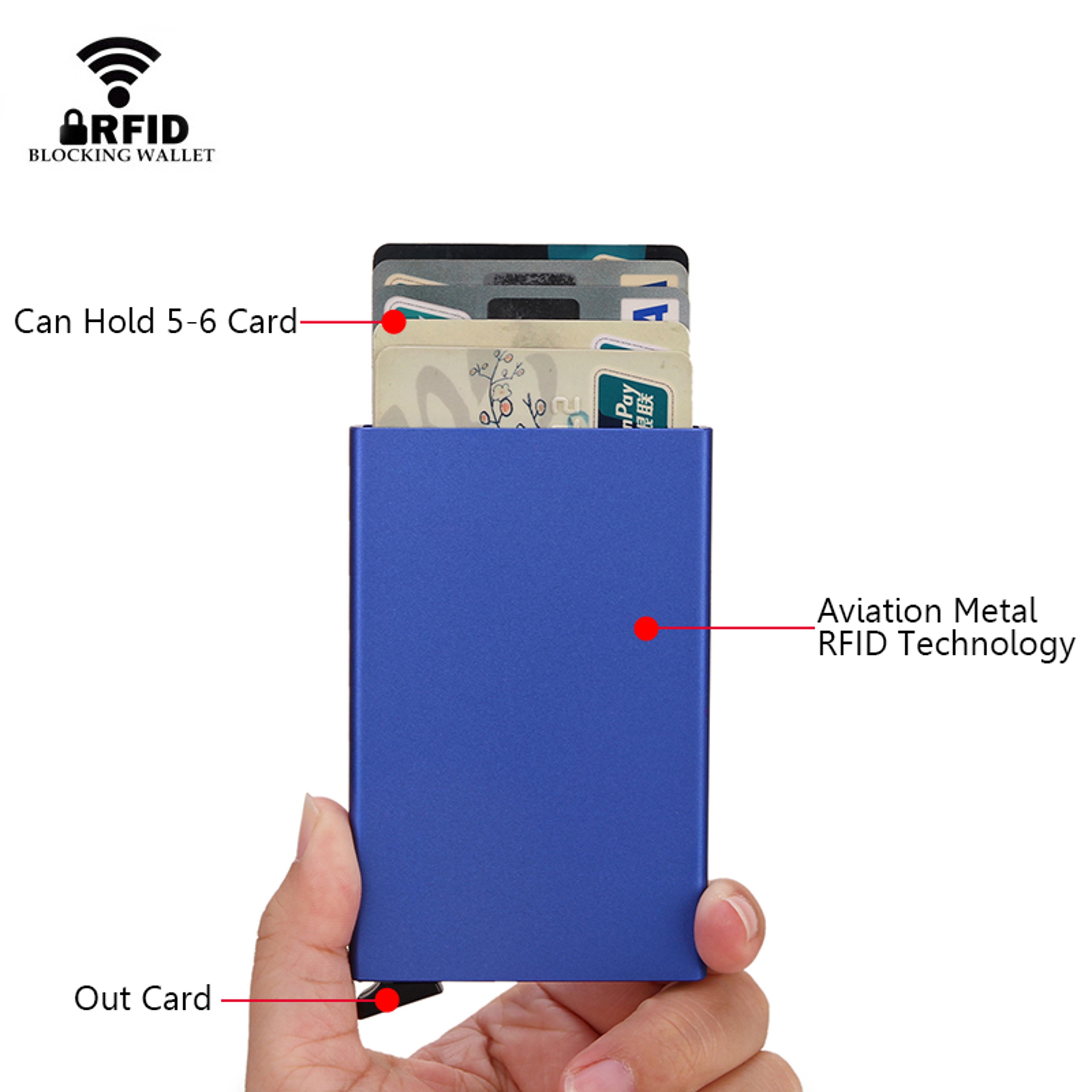 RFID Minimalist Wallet  Slim  Stylish Men  Women Card Holder  PopUp Design Metal RFID Protection 2