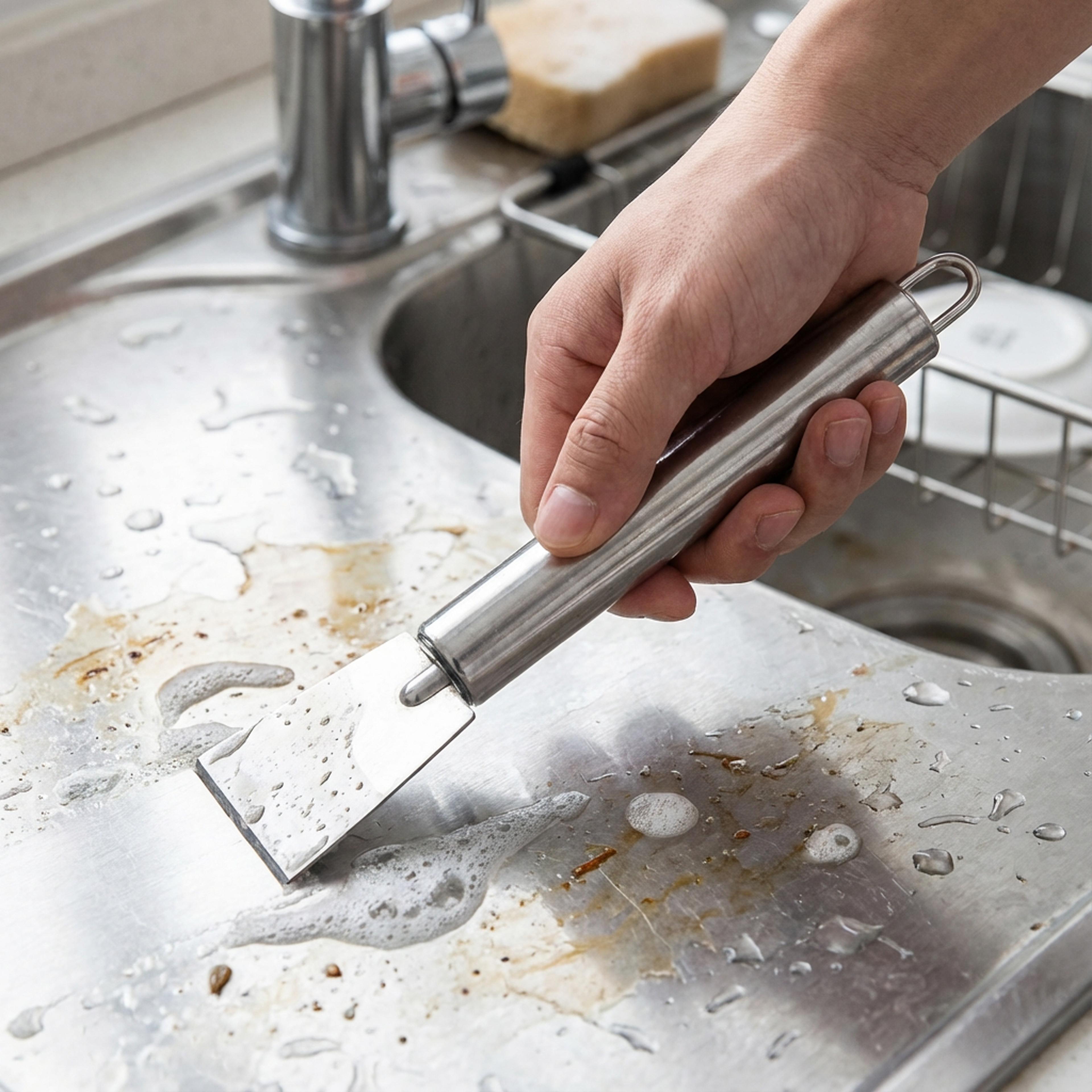 Stainless Steel Kitchen Scraper  Effortless Stain Removal  No Clogging 1