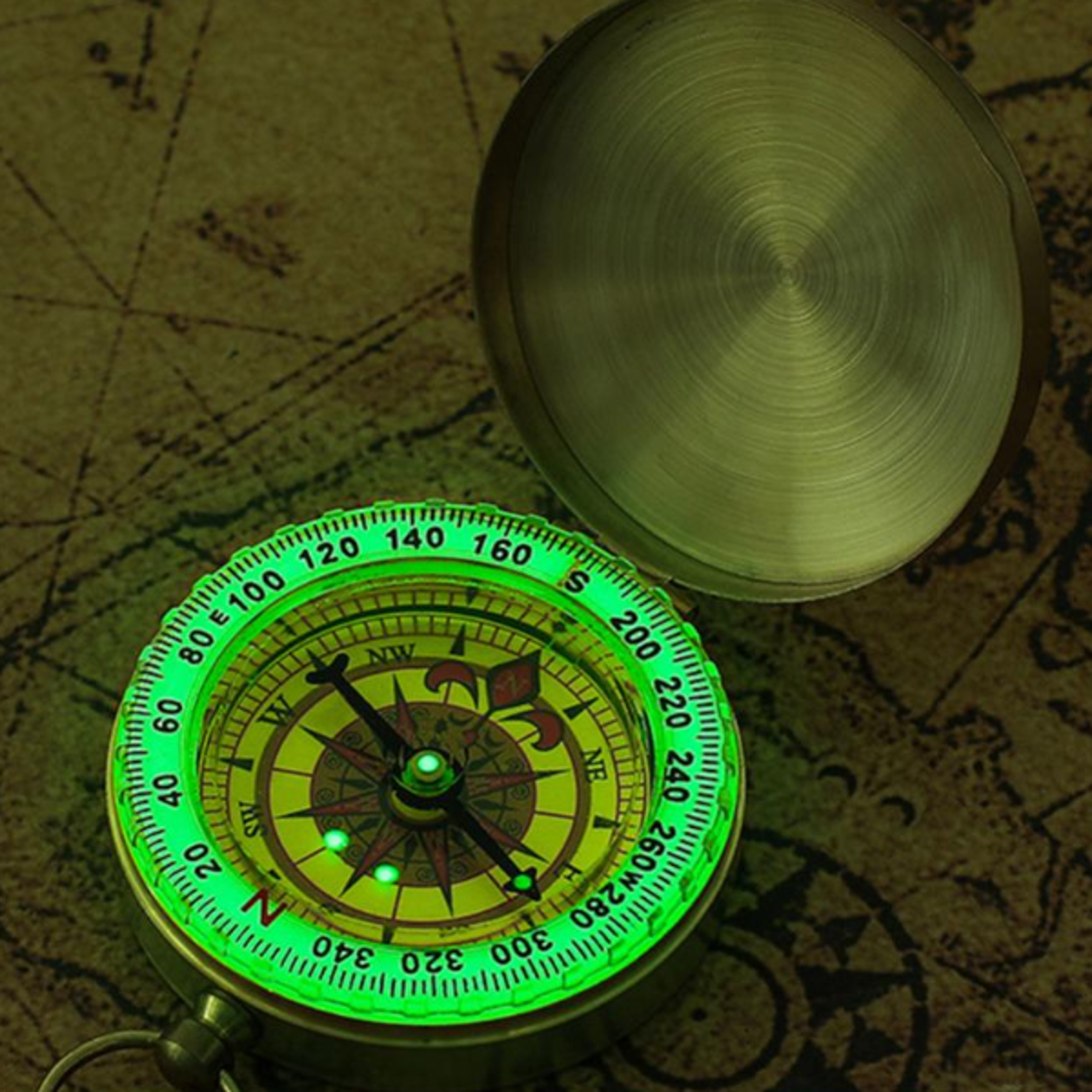 portable copper navigation flip compass  mini rotation pointer for outdoor activities