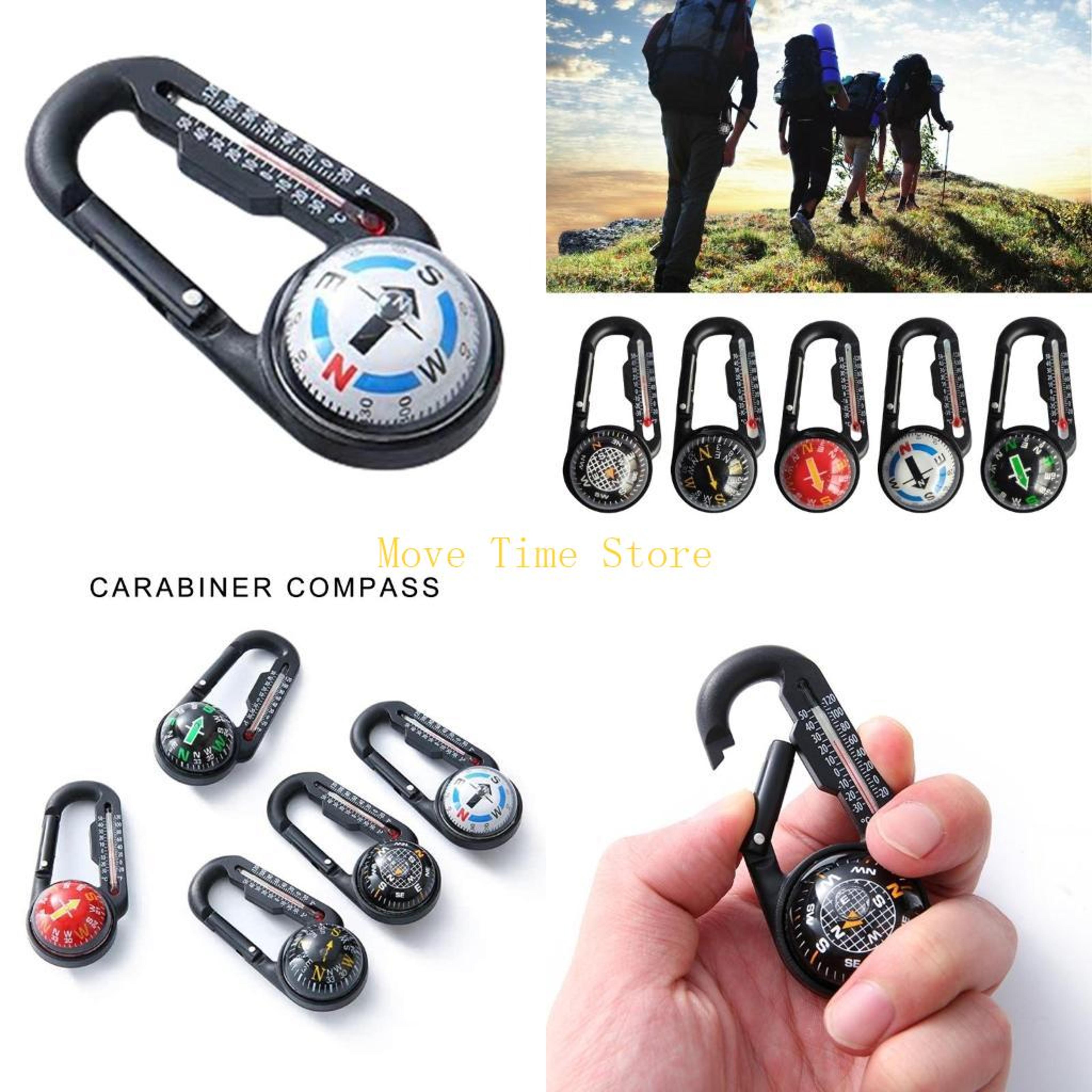 premium carabiner with compass & thermometer for outdoor adventure
