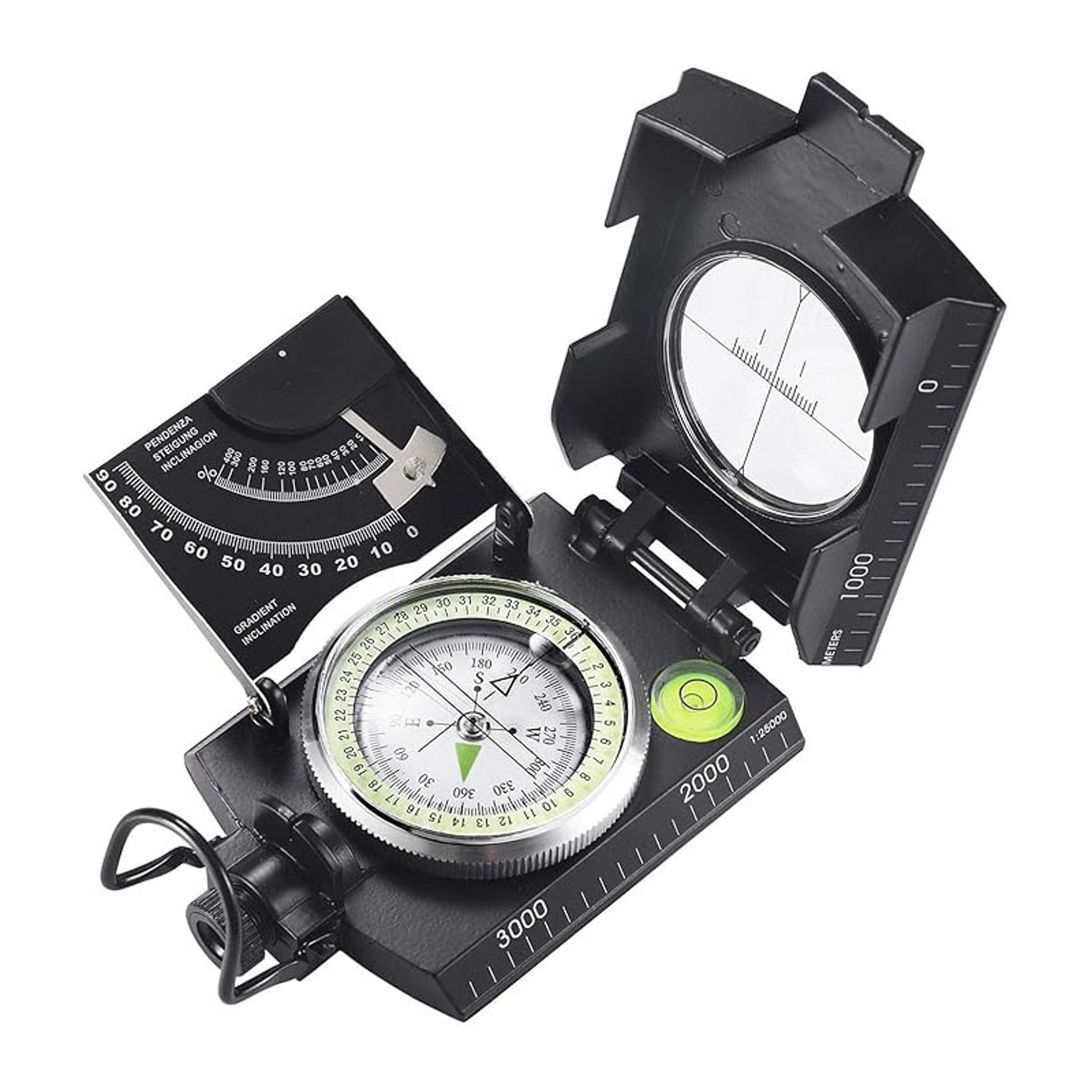 multifunctional waterproof military compass with inclinometer - impact-resistant navigation tool for hiking and camping