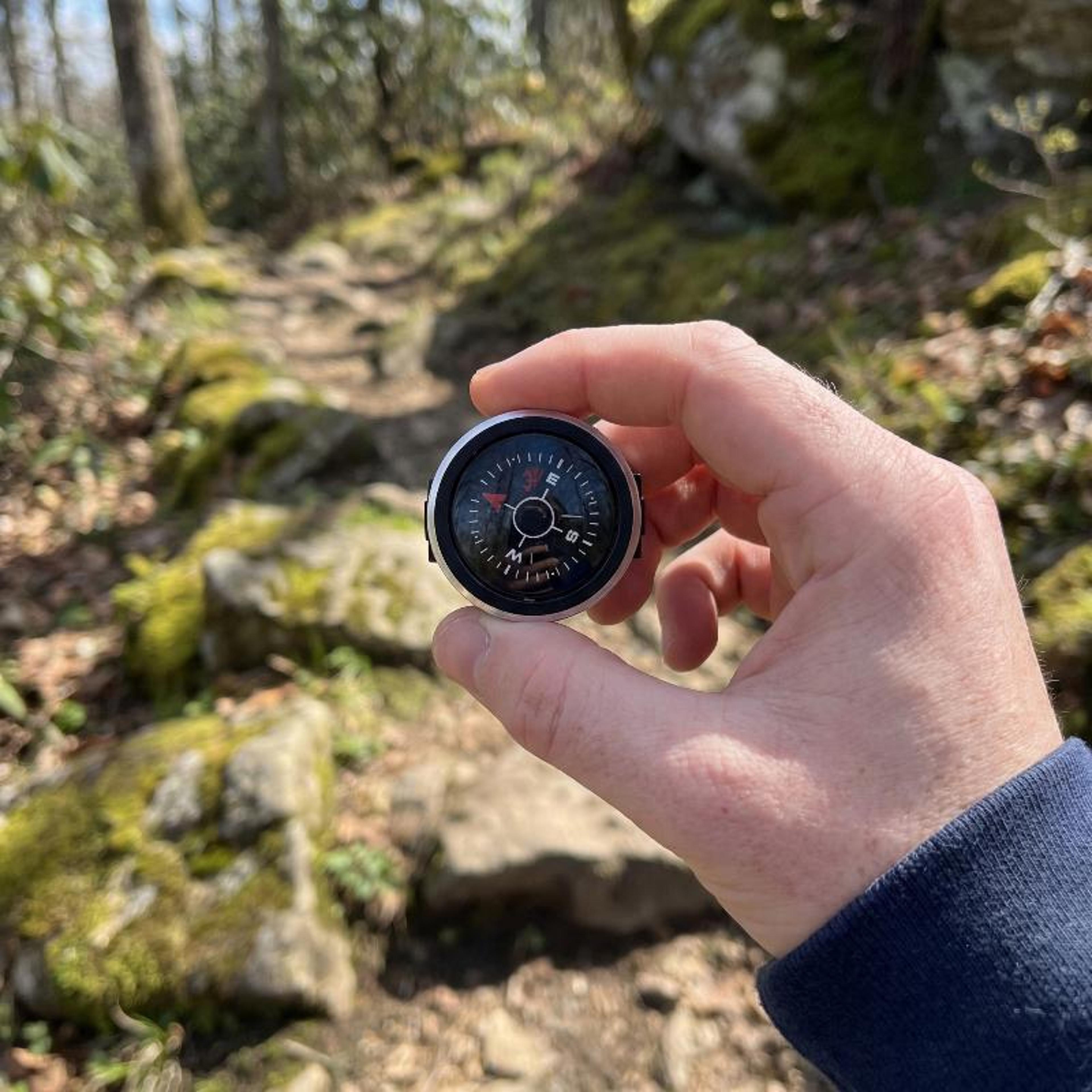 mini pocket compass with removable button watch strap  portable outdoor tool for hiking adventures