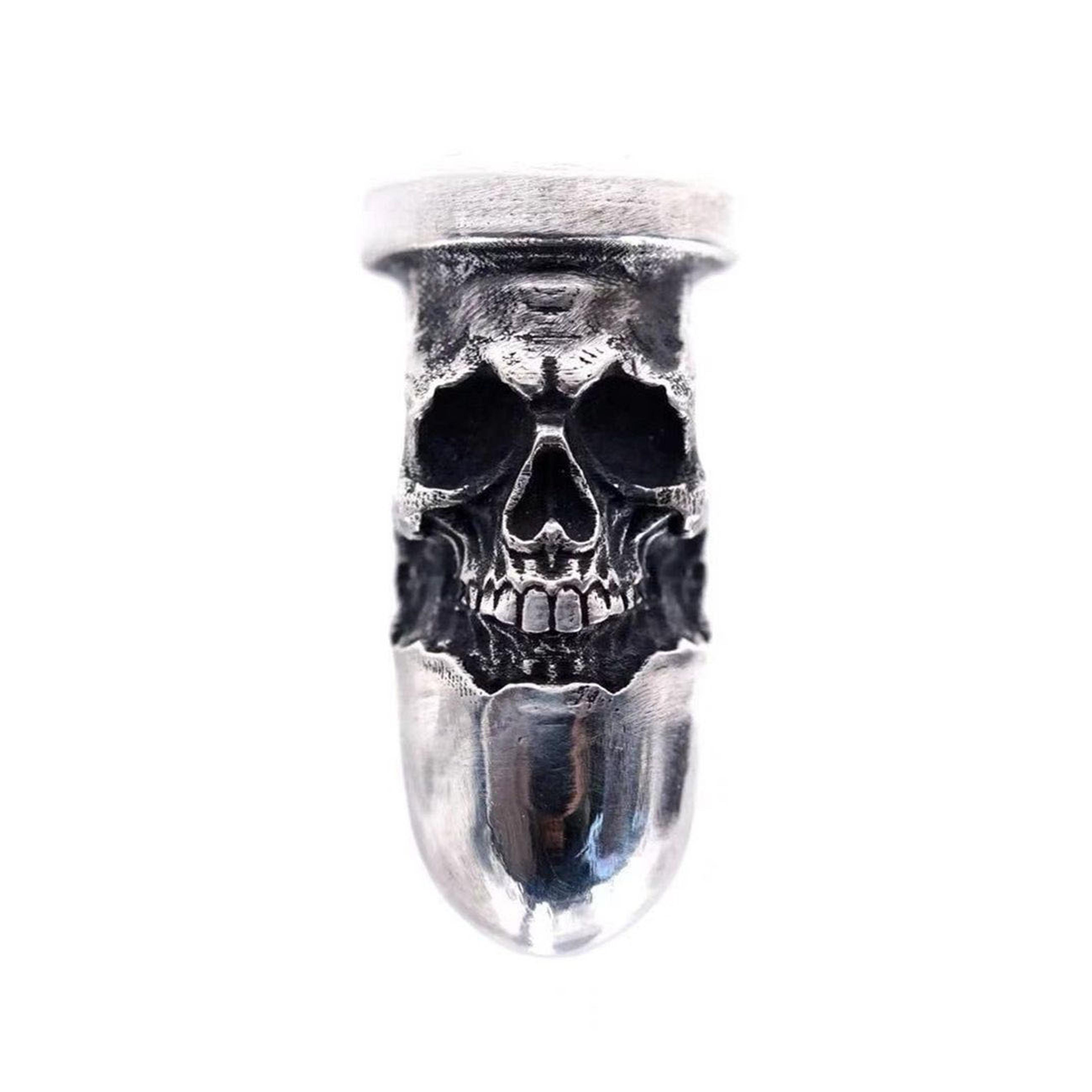 brass skull knife bead lanyard charm edc keychain pendant