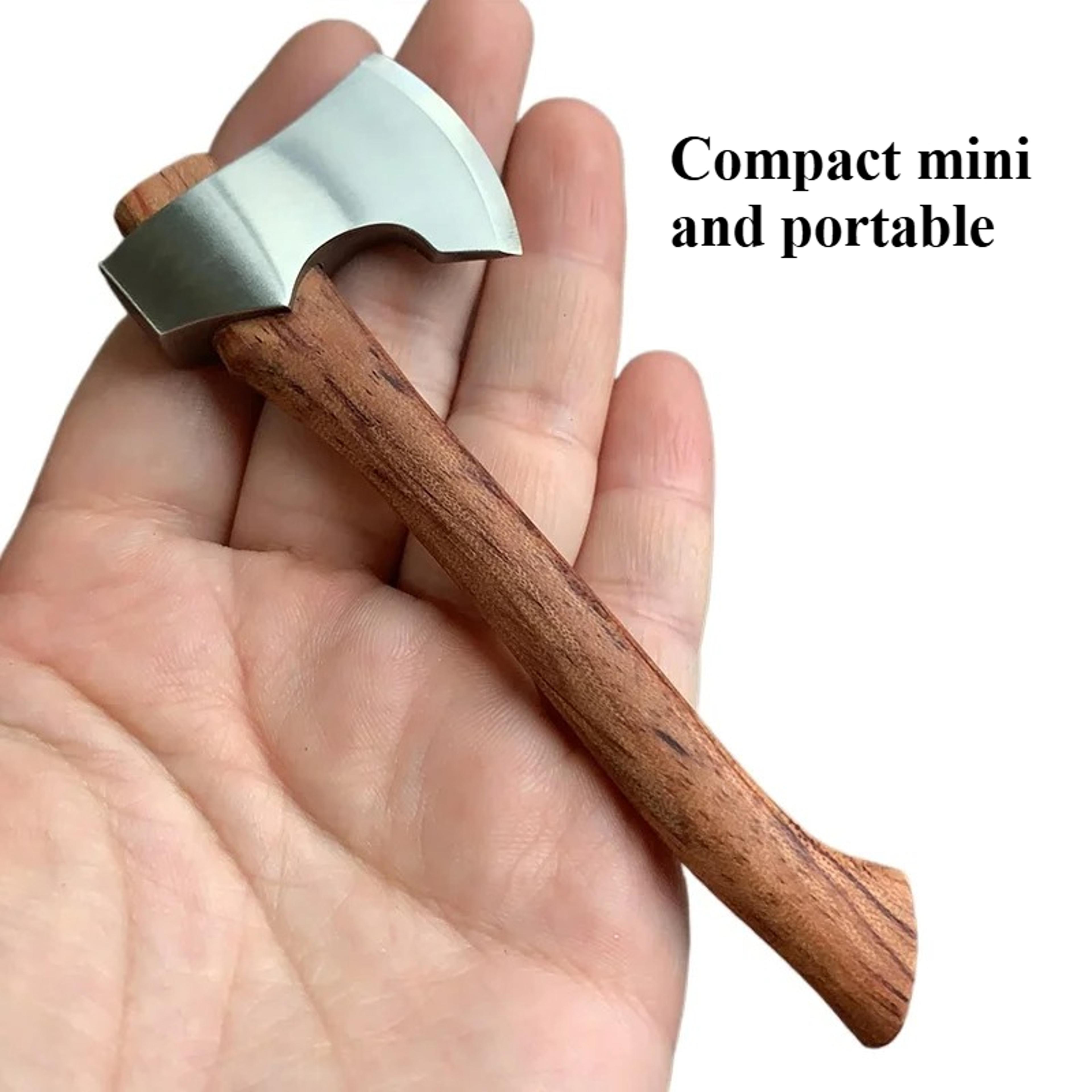 mini camping axe survival hatchet with wooden handle portable edc outdoor tool