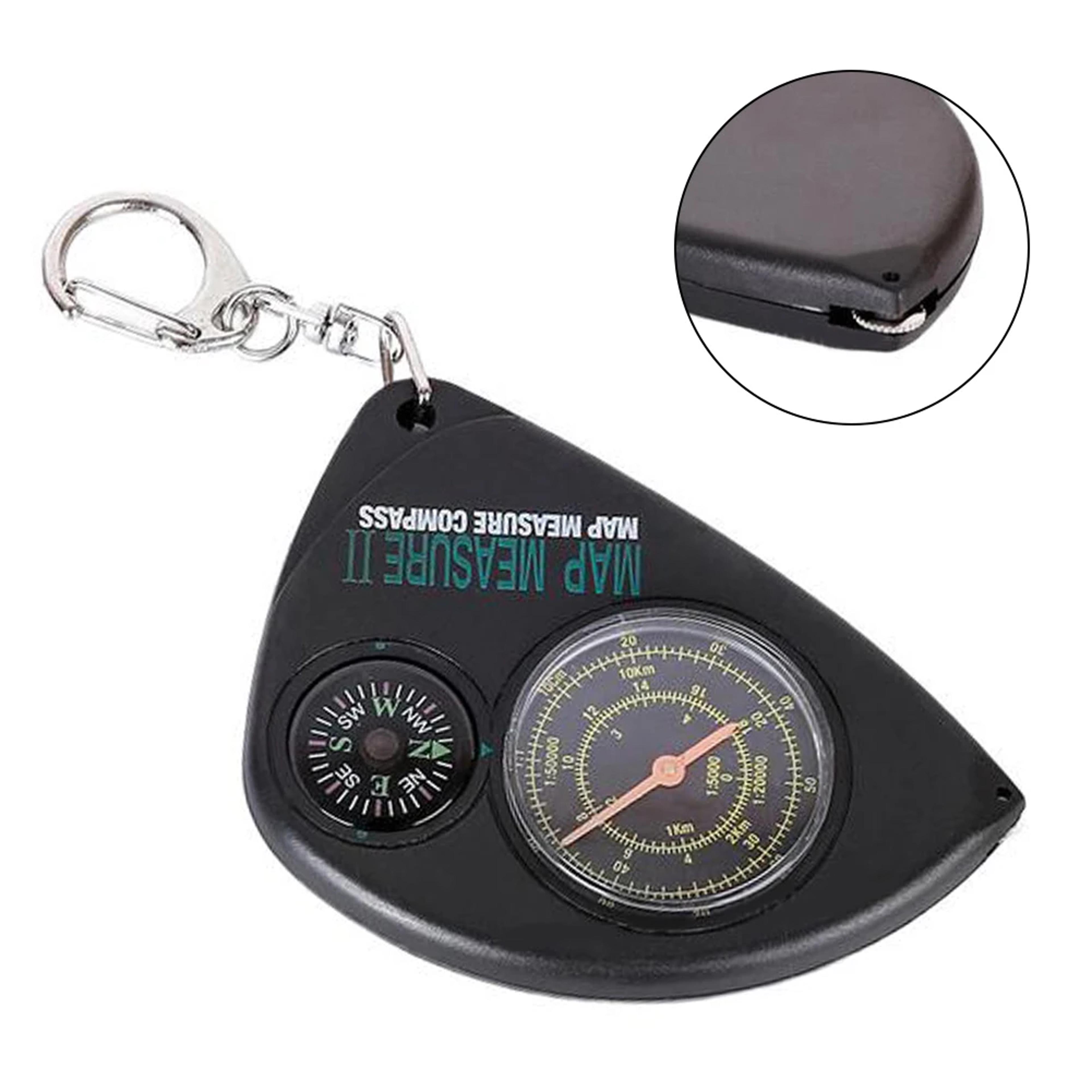 multi functional compass keychain with map scale and rangefinder for hiking and navigation