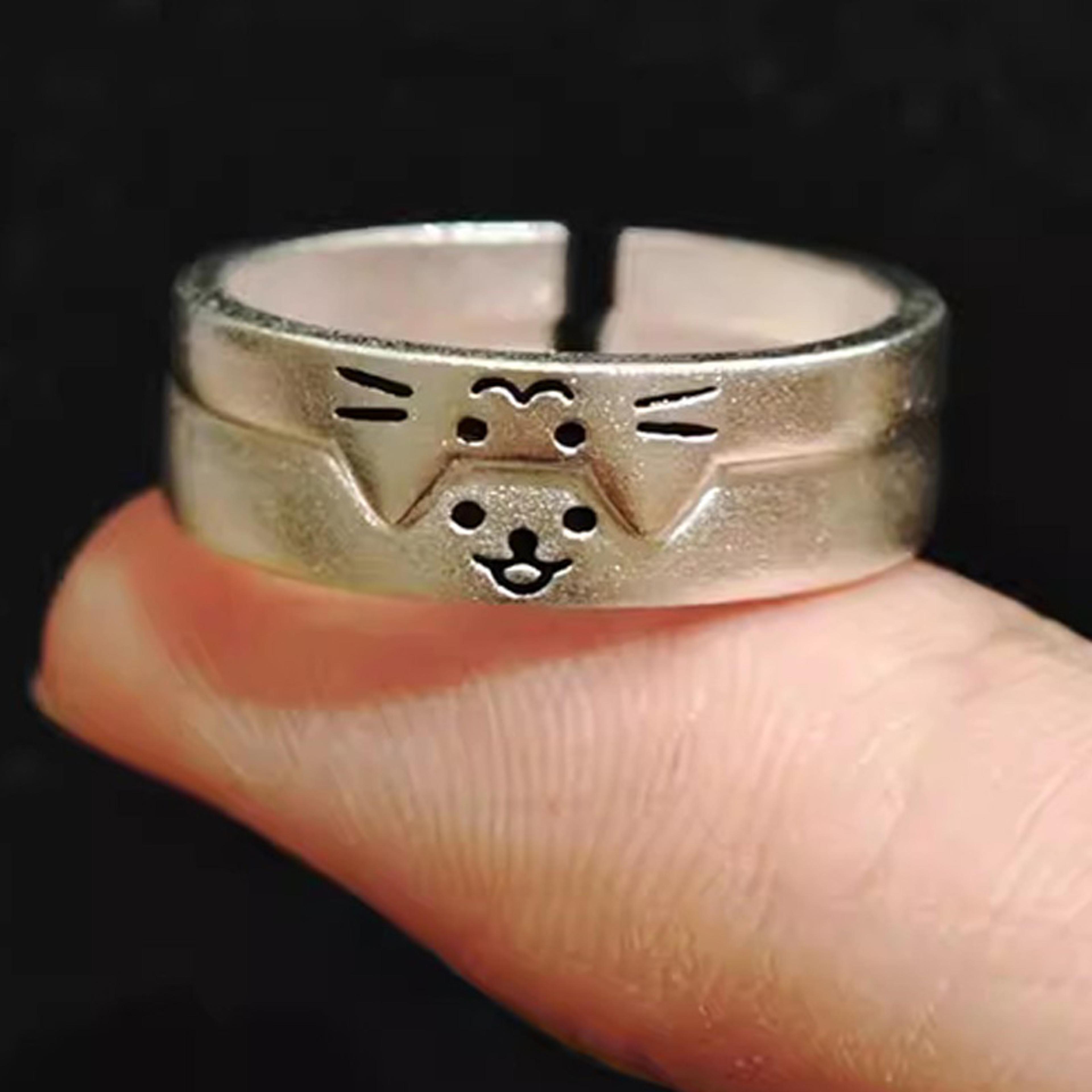 romantic couple rings set, adjustable couple rings, promise jewelry gift for him and her