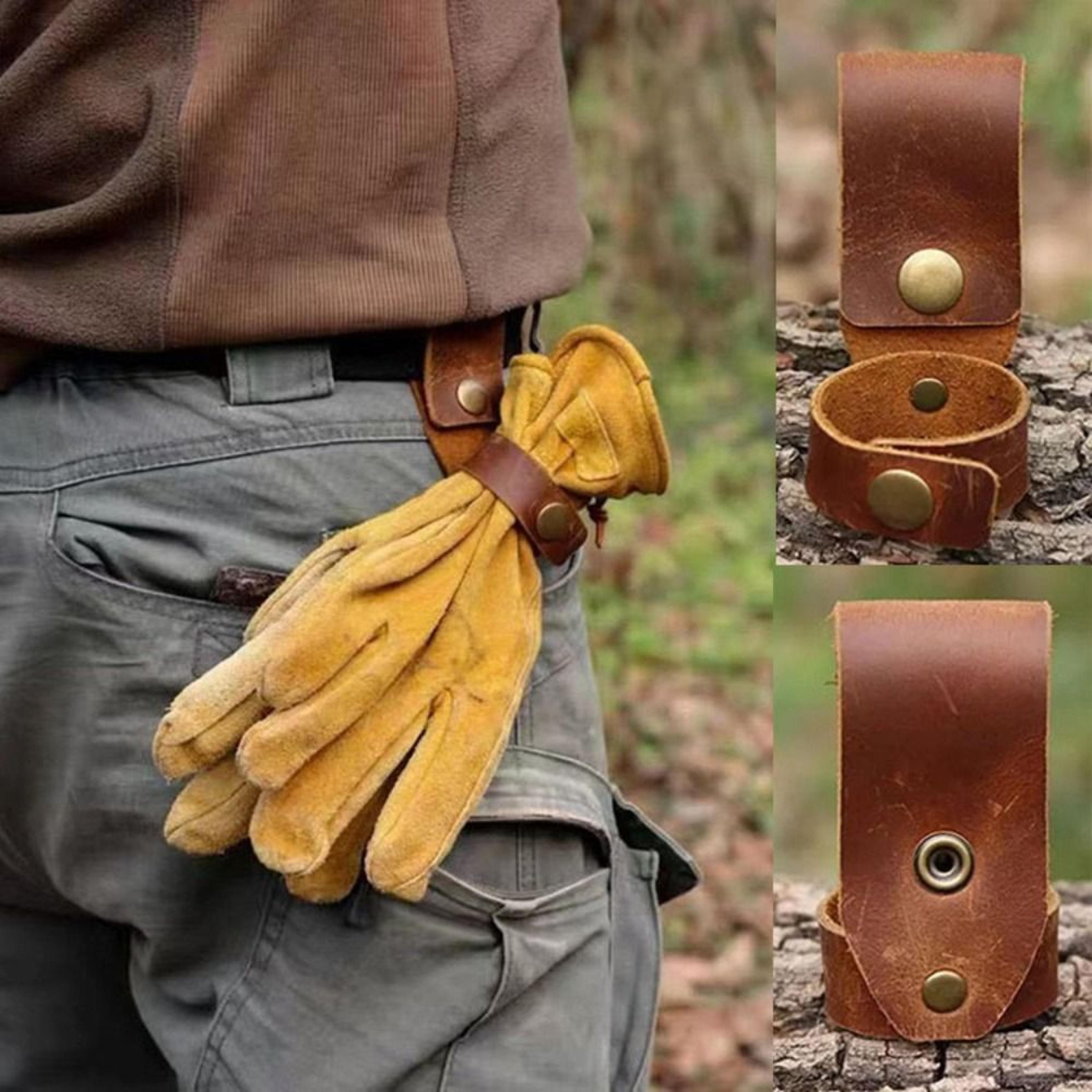 leather glove strap outdoor keychain clip belt key holder for camping and work gear