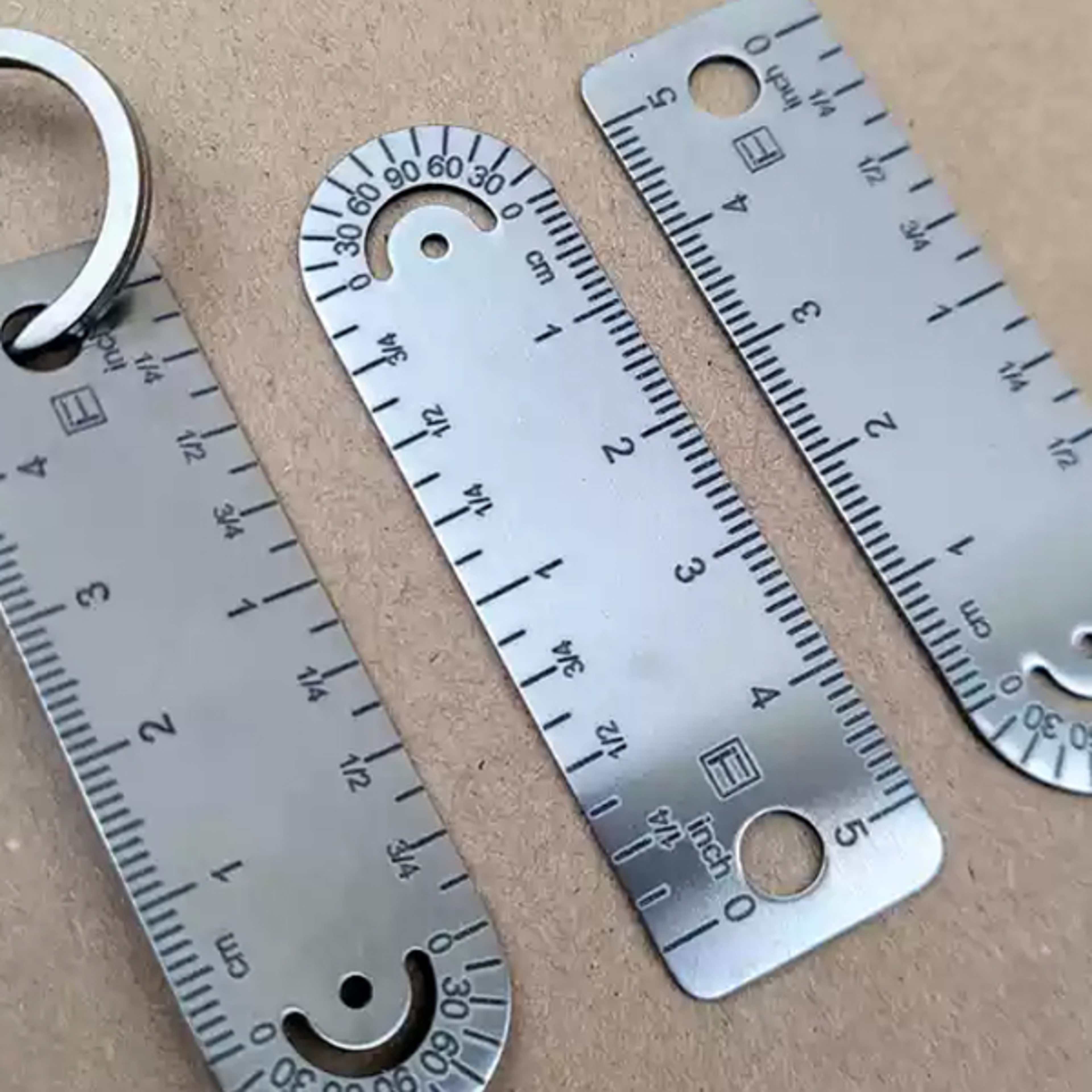 Mini Titanium Alloy Ruler Titanium Small Ruler Keychain Accessories Outdoor Tool
