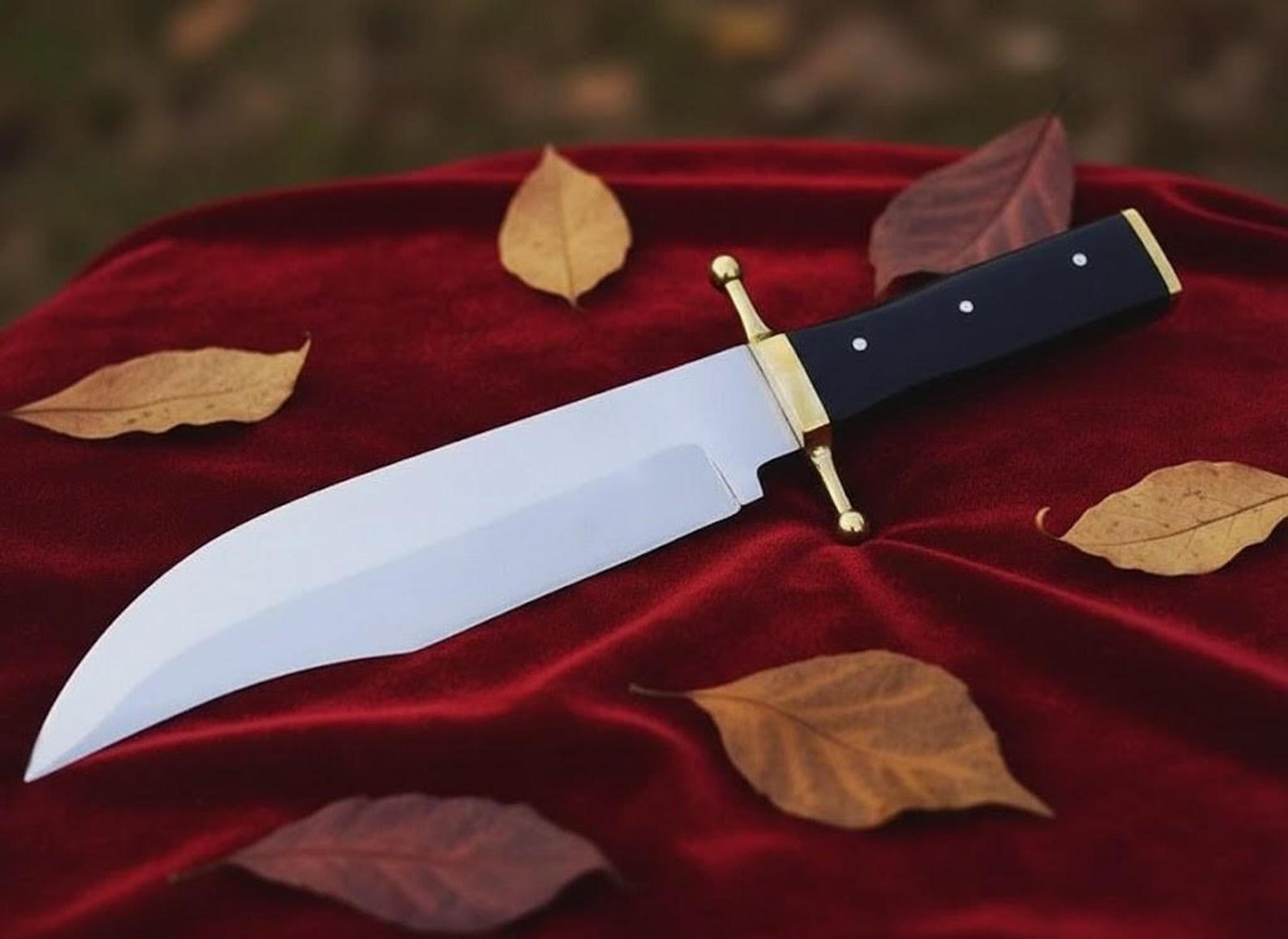 Custom Carbon Steel Vintage Bowie Knife 12 Handmade Classic Hunting Knife With Sheath 3