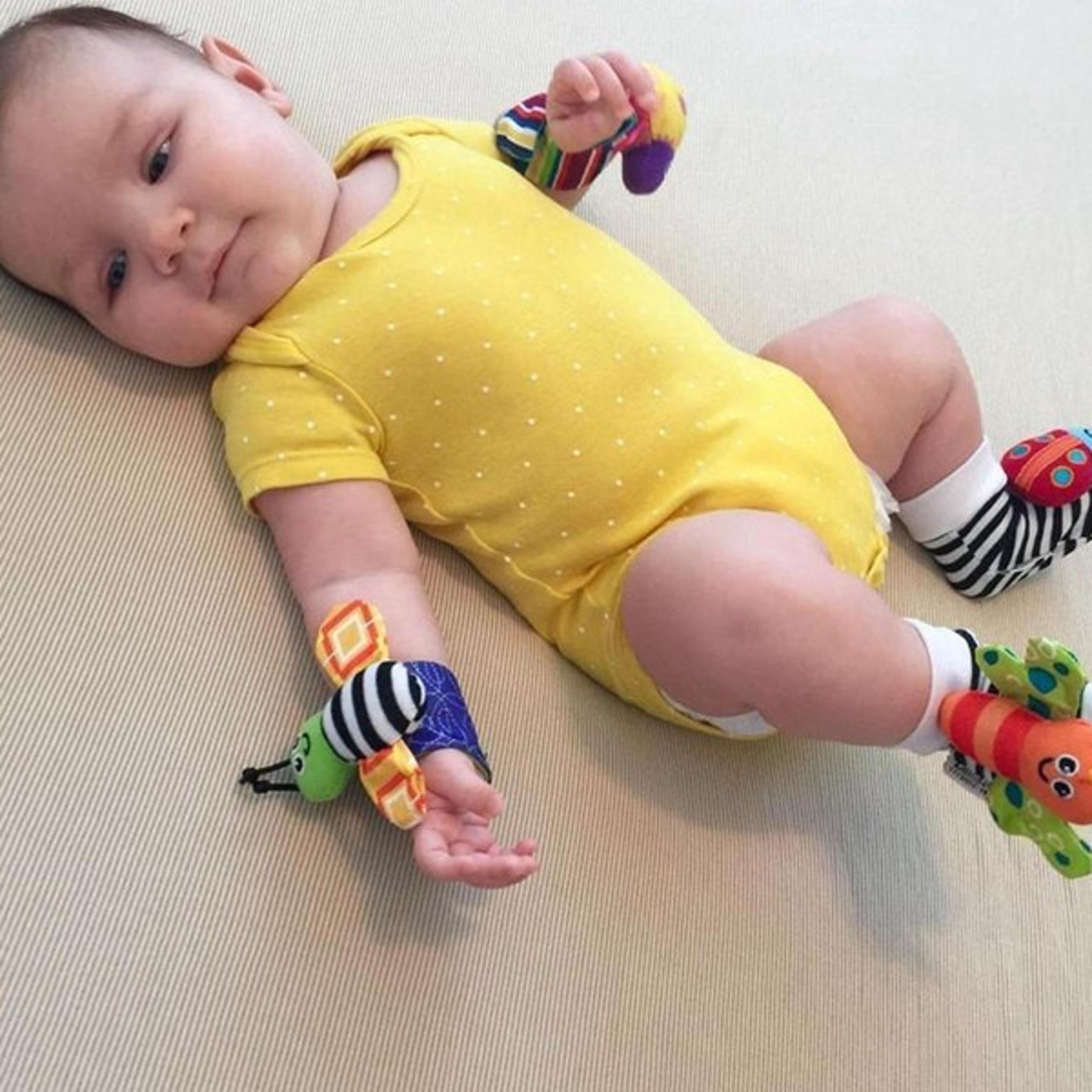 multicolor baby wrist rattle & foot finder set – perfect newborn & toddler gift
