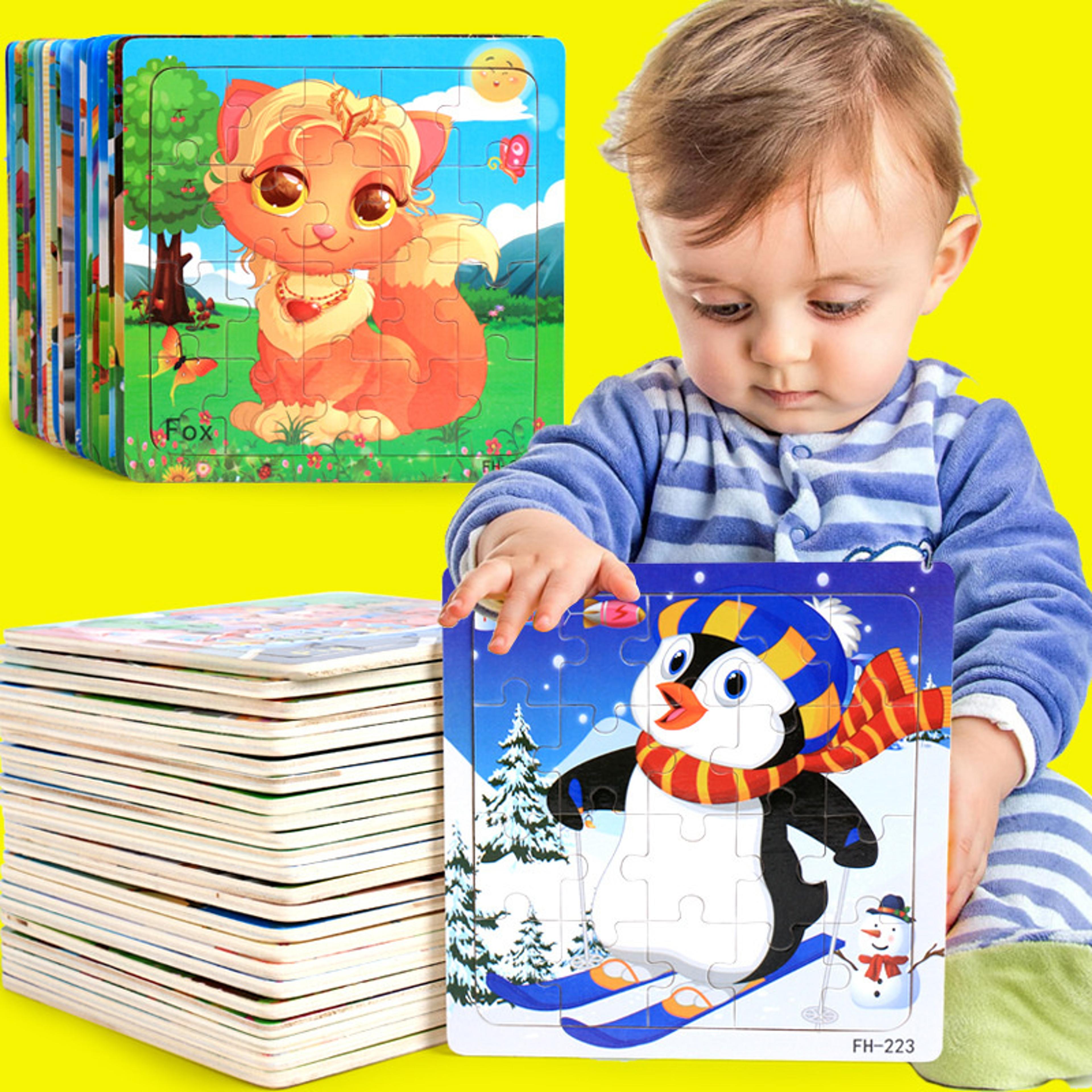Wooden Puzzle For Babies Cartoon Animal  Vehicle 3D Jigsaw Montessori Educational Toys For Toddlers 0