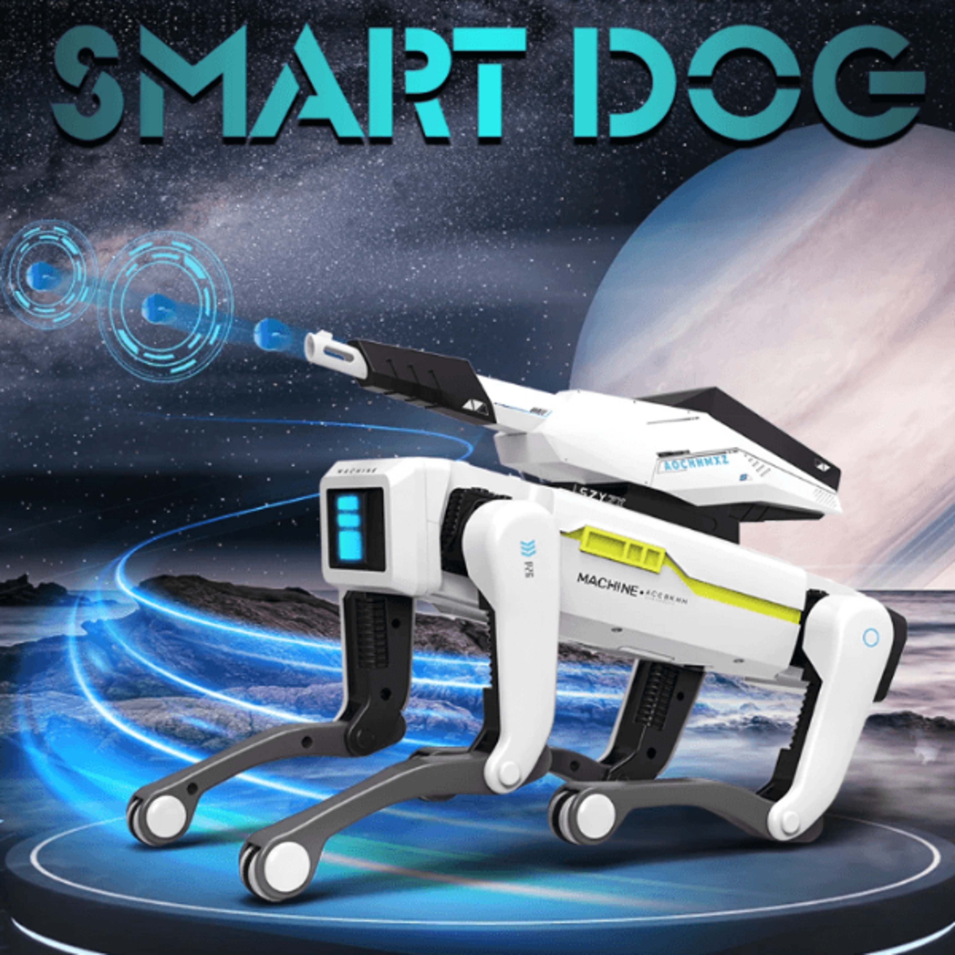 electric rc intelligent robot dog, multifunction mechanical bionic smart robot toy with turret, perfect gift for kids