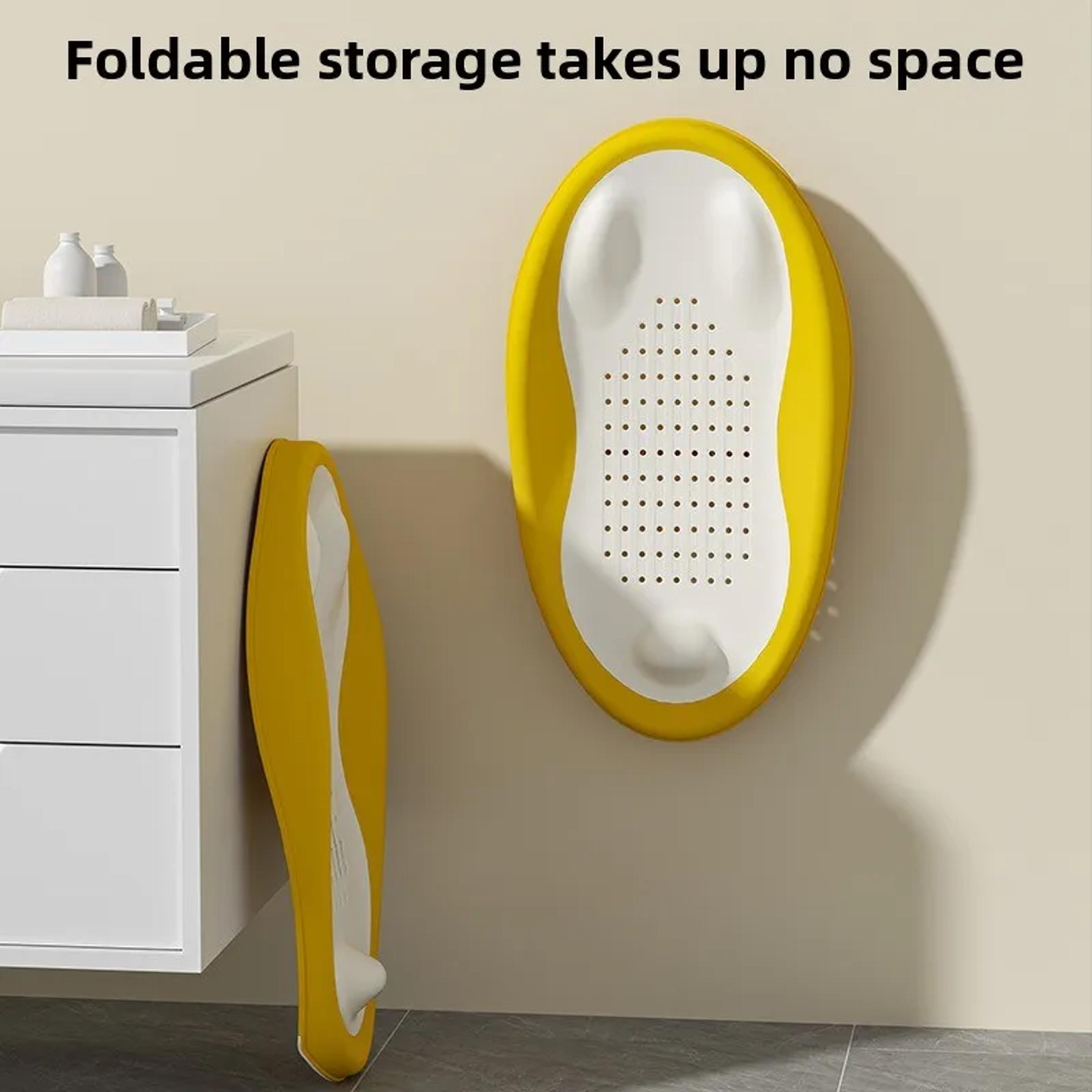 foldable baby bath seat with non-slip pp base & ergonomic backrest, easy-clean shower net support for safe toddler bath