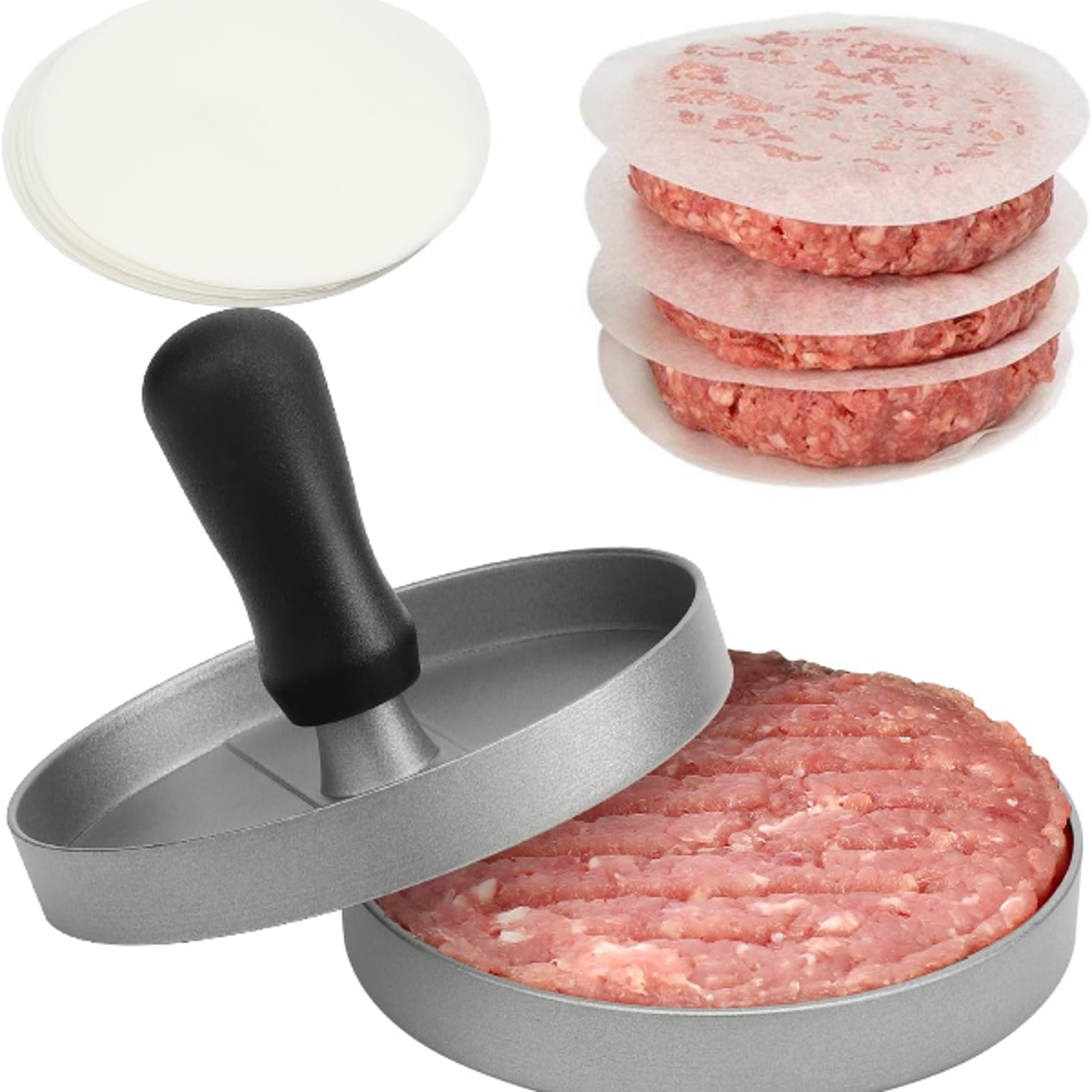 burger press non-stick hamburger patty maker with wax paper aluminum burger maker for kitchen bbq grill