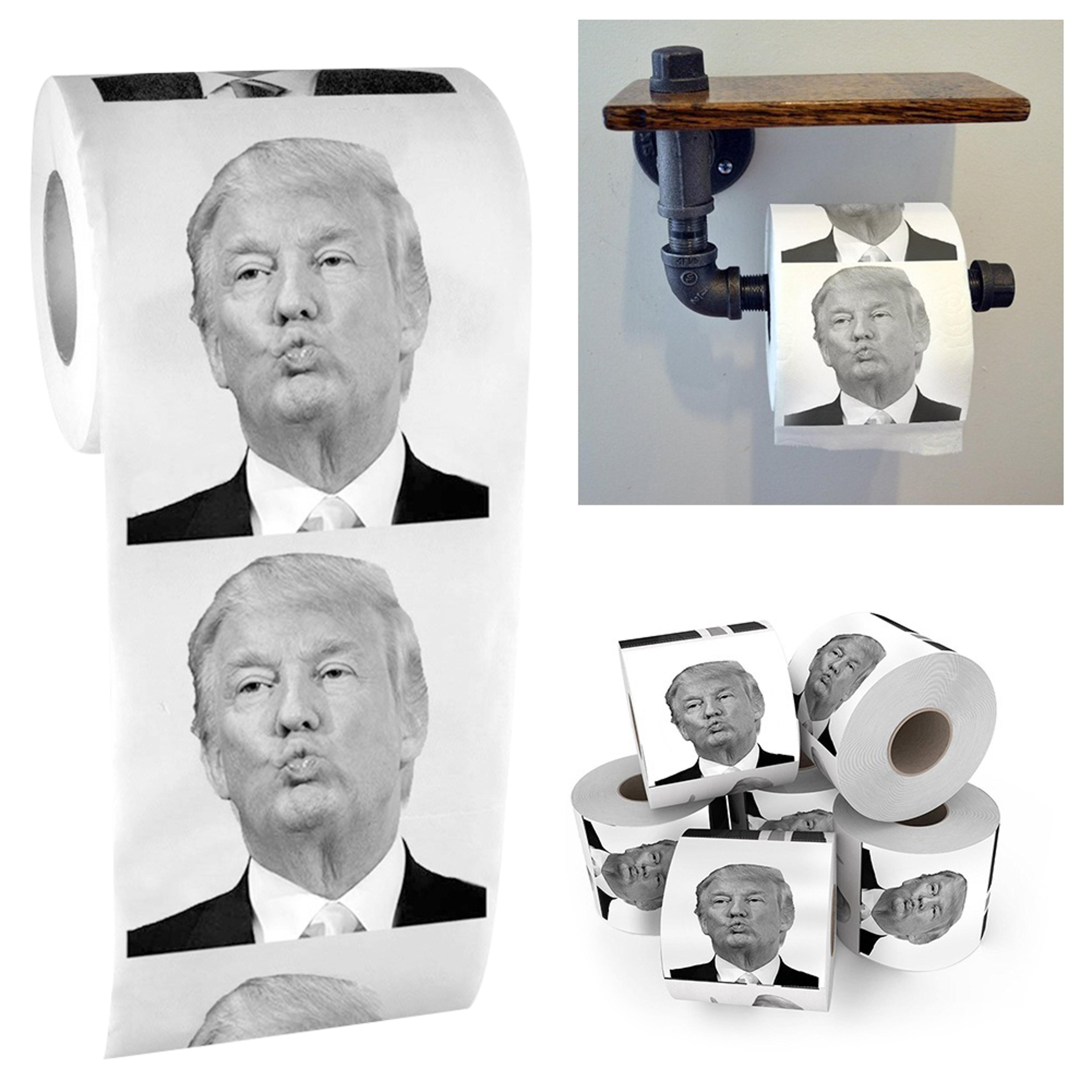 donald trump roll tissue, fun prank joke toilet paper | nontoxic & dustless gag gift