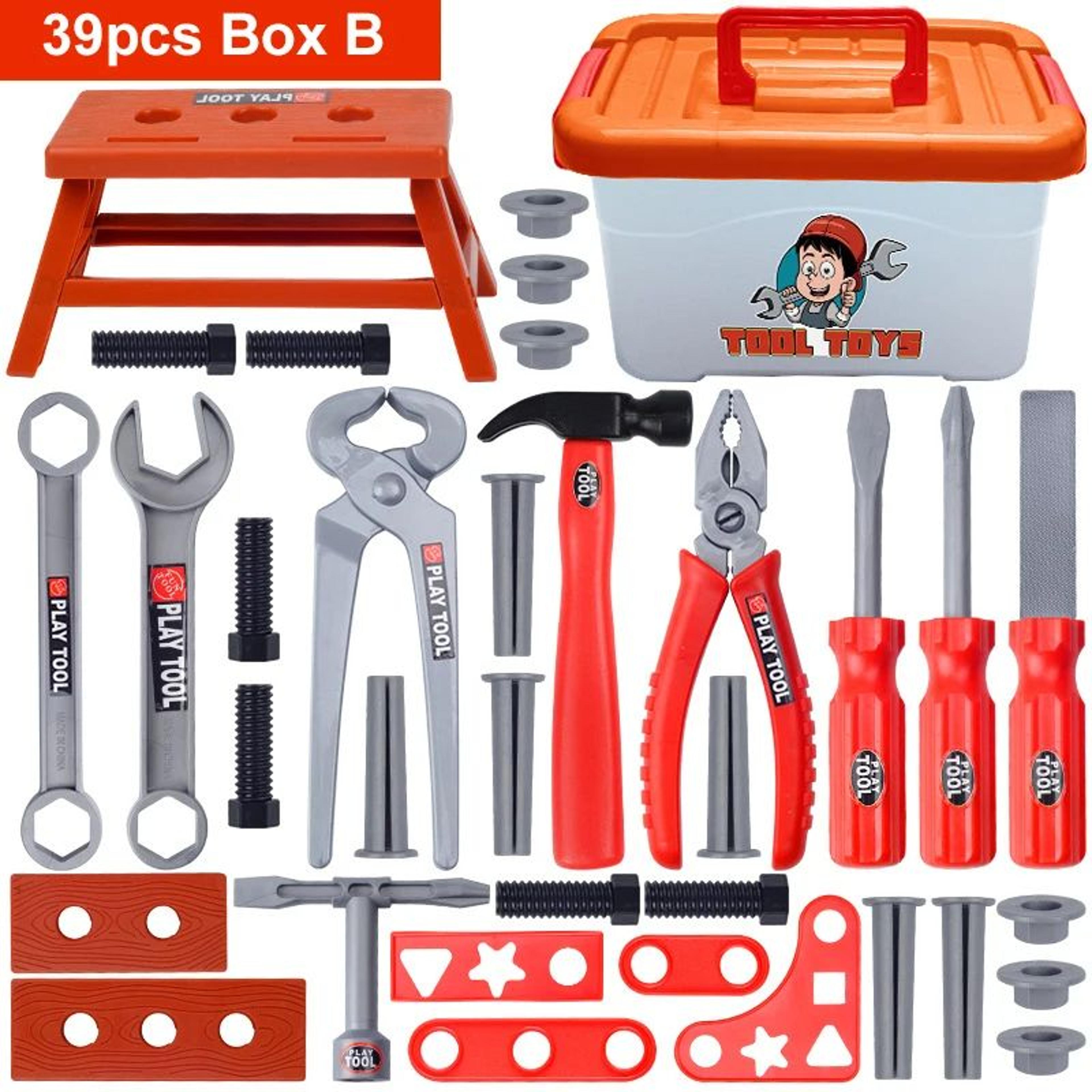 Kids Power Construction Toy Children Tool Set With Electric Toy Drill Build  Pretend Play Toolkit F 7