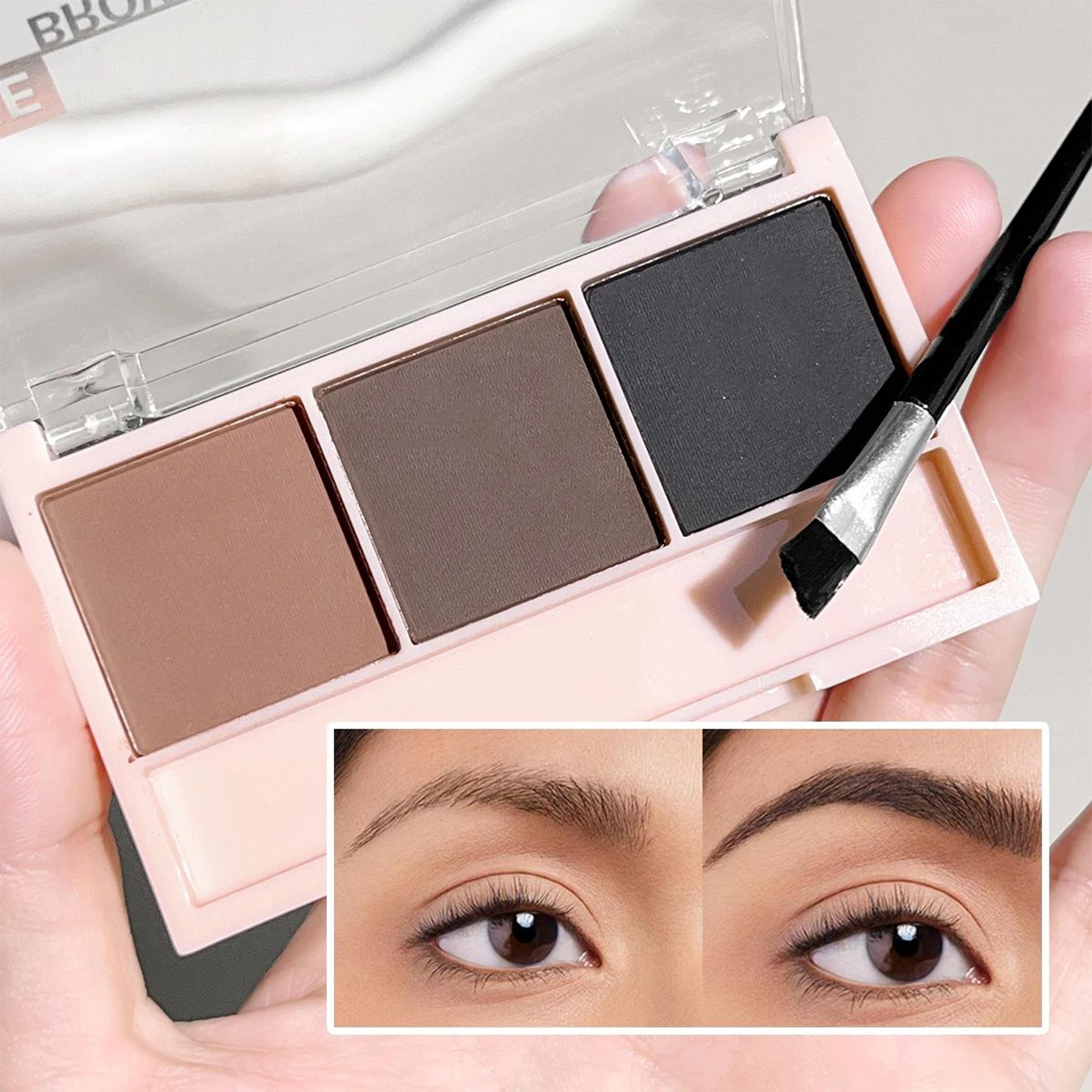 3Color Brow Powder Set With Brush  LongLasting Waterproof  NaturalLooking Eyebrow Makeup Kit For De 4