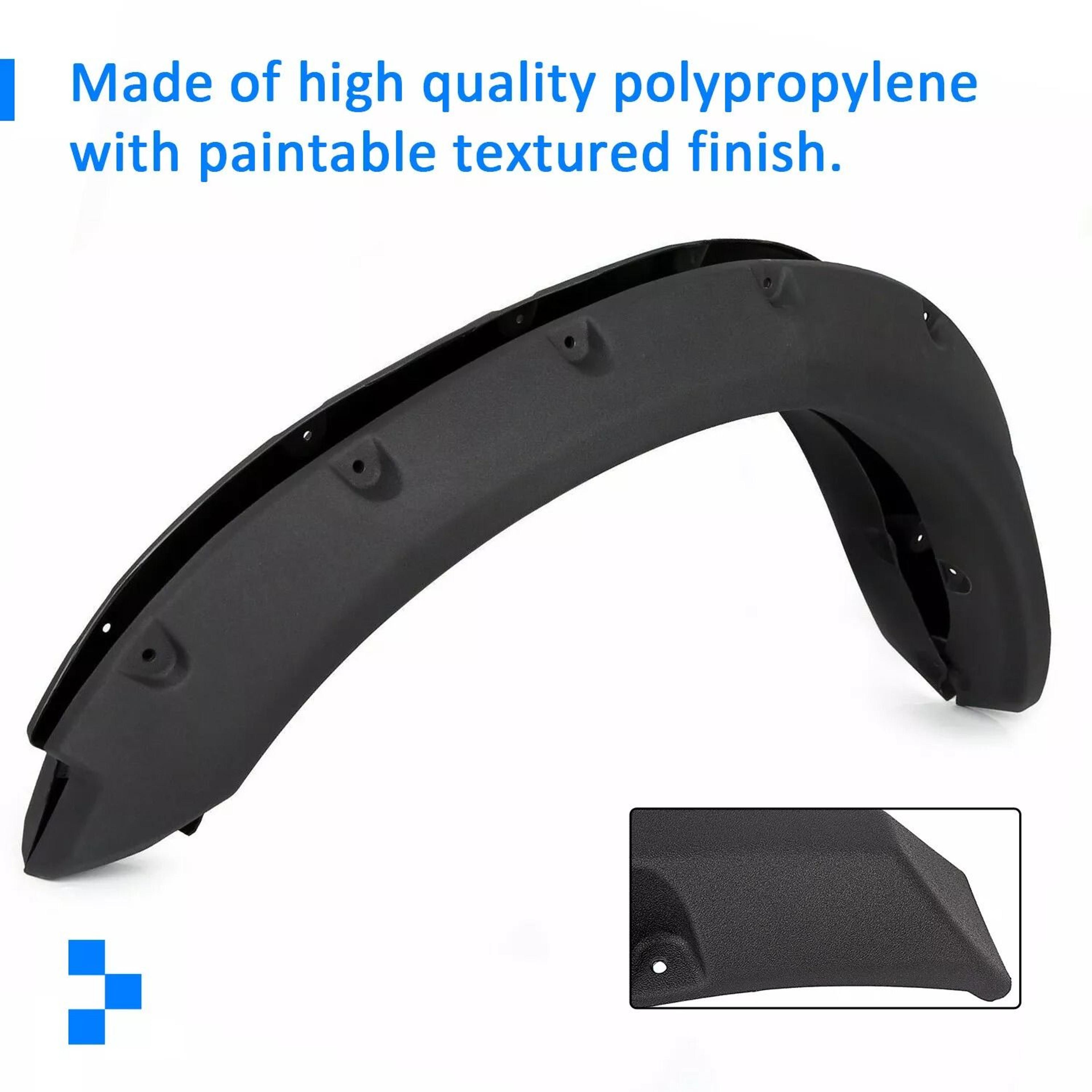 2009-2023 dodge ram 1500 black pocket riveted wheel fender flares – bolt-on style – no cutting needed