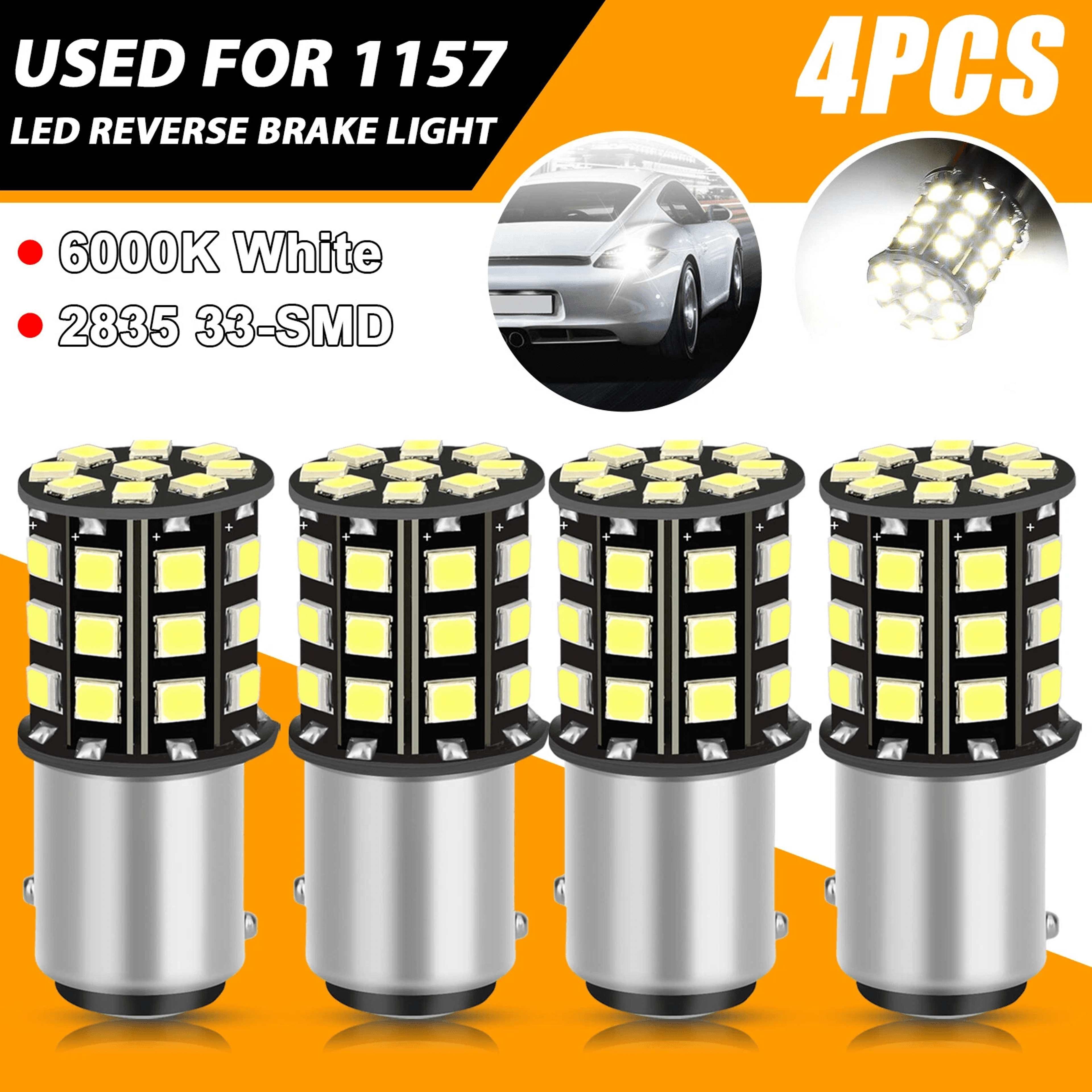 super white led tail brake stop turn signal reverse parking light bulbs dc