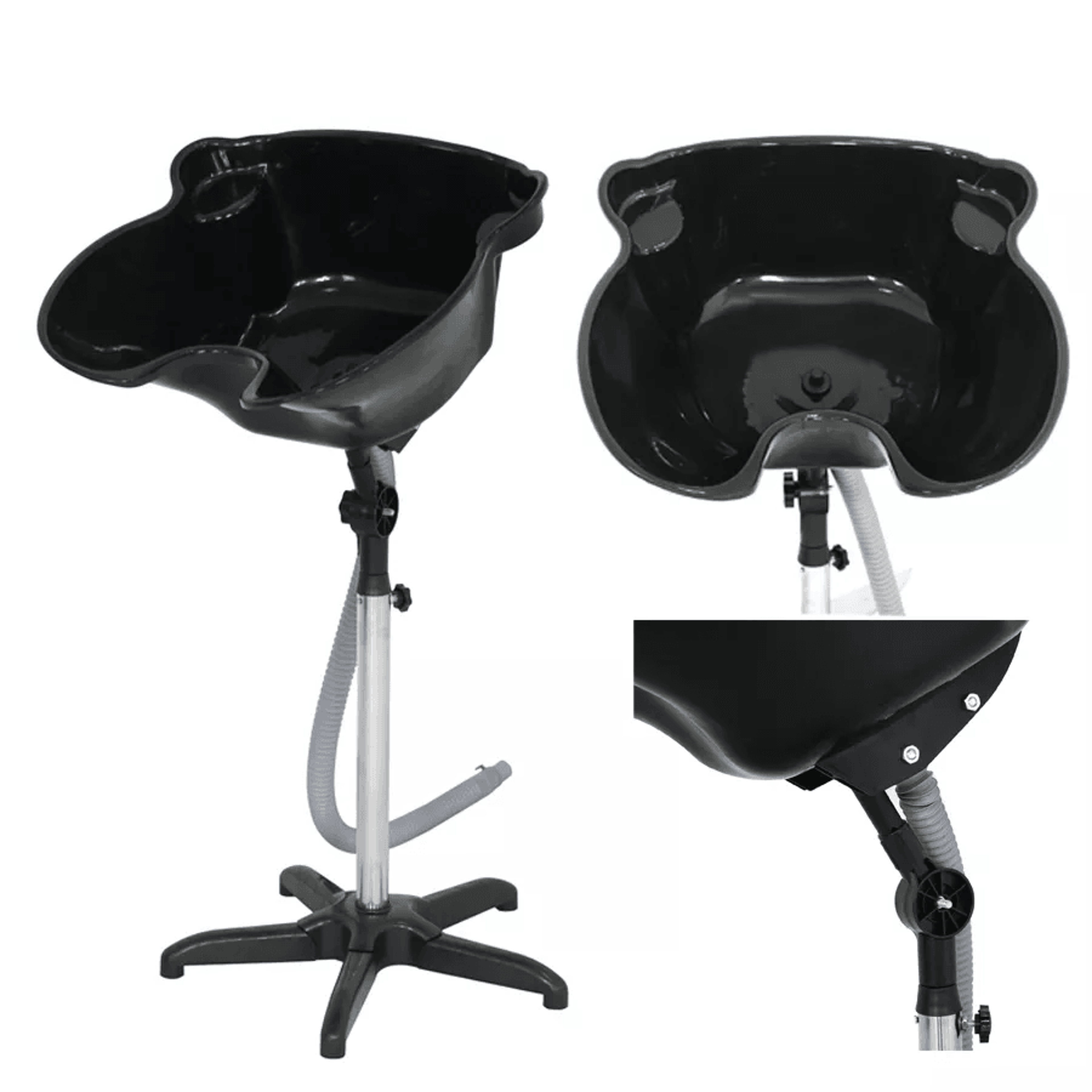 professional portable salon shampoo basin, height adjustable black hair washing treatment bowl for barber shops, salon