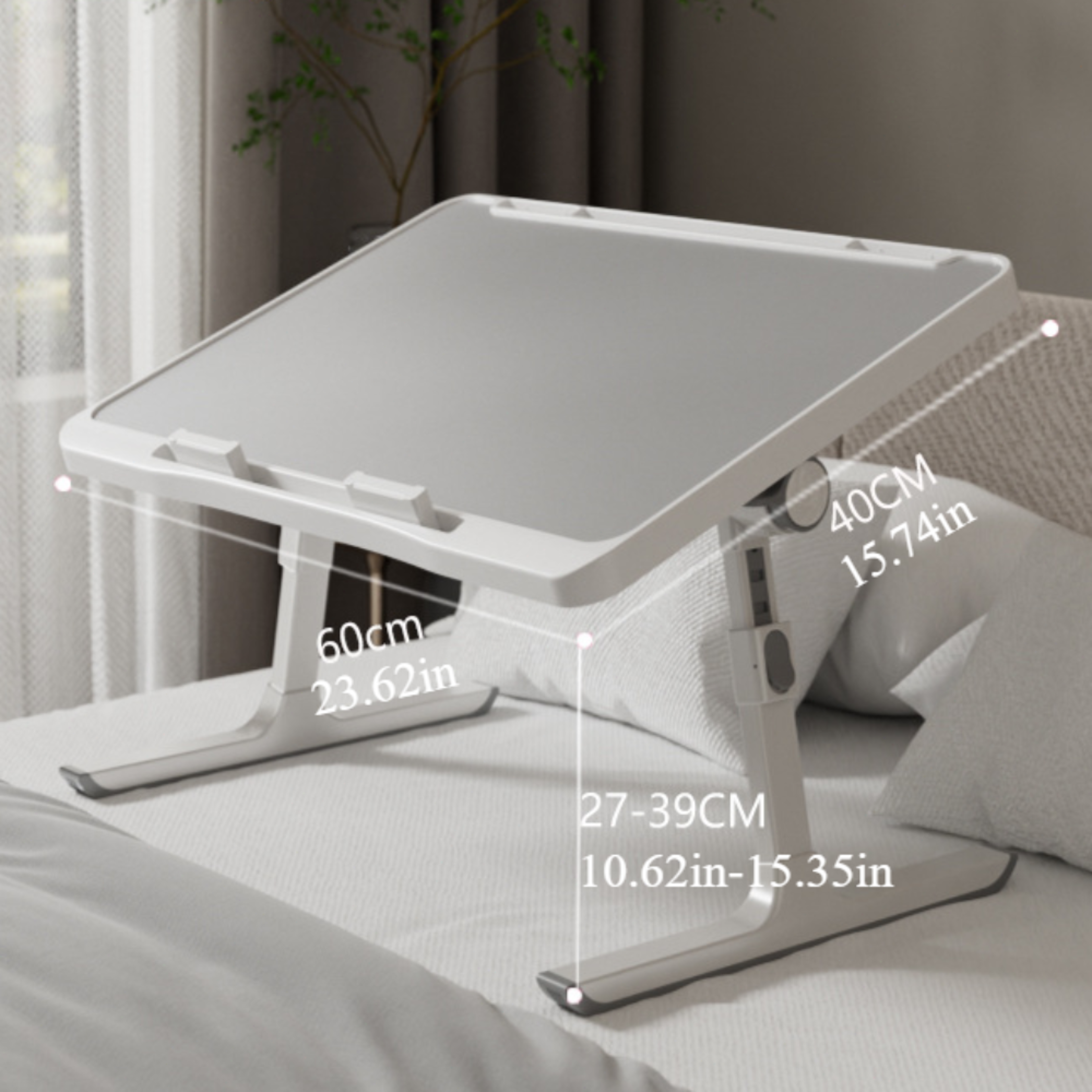 height & angle adjustable foldable laptop bed tray table, portable laptop table for bed, sofa, floor & recliner chair