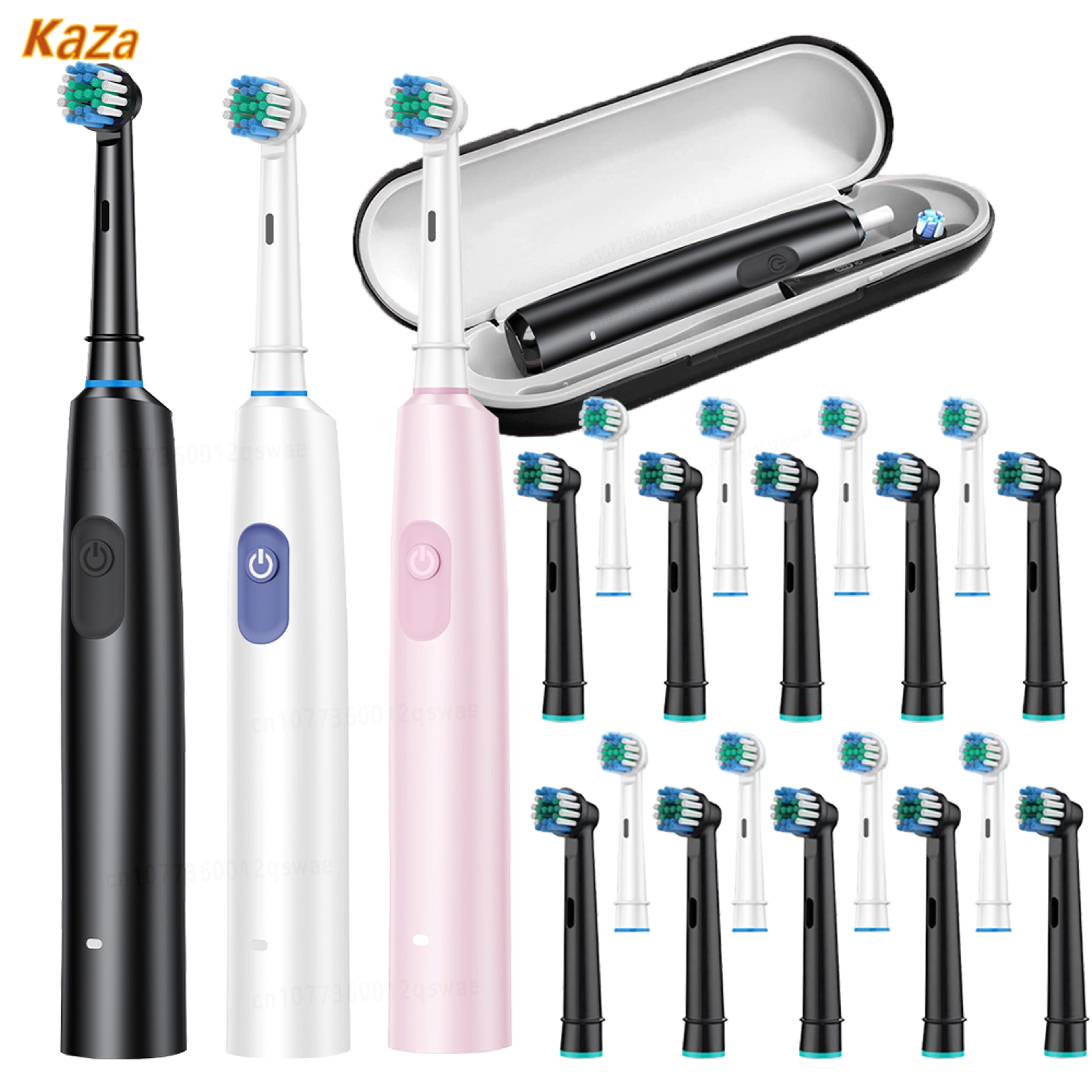 rechargeable electric tooth brush for adults, rotary cleaning with 8 brush heads, 5 modes, long-lasting battery power