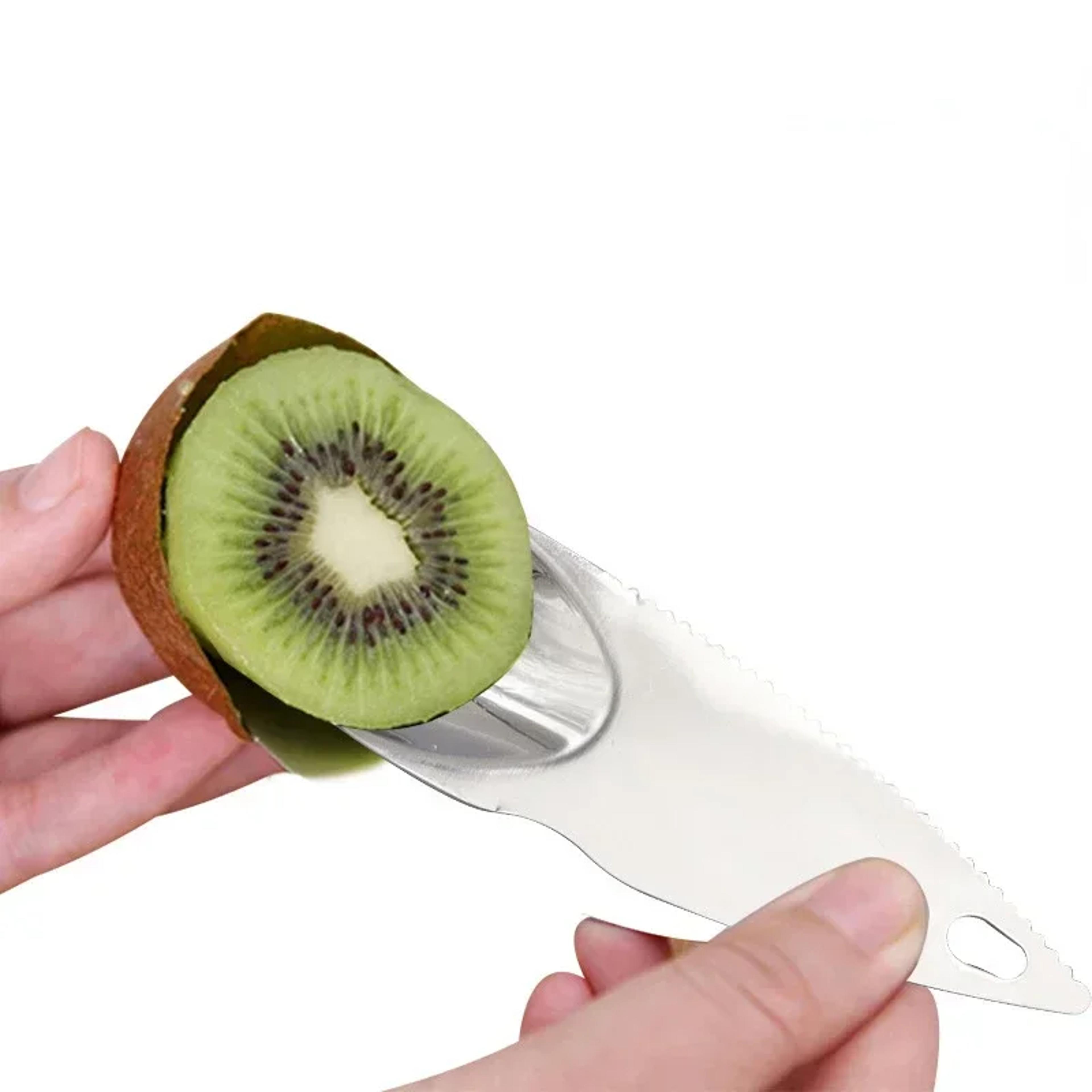 stainless steel kiwi & avocado scooper knife with serrated fruit peeler