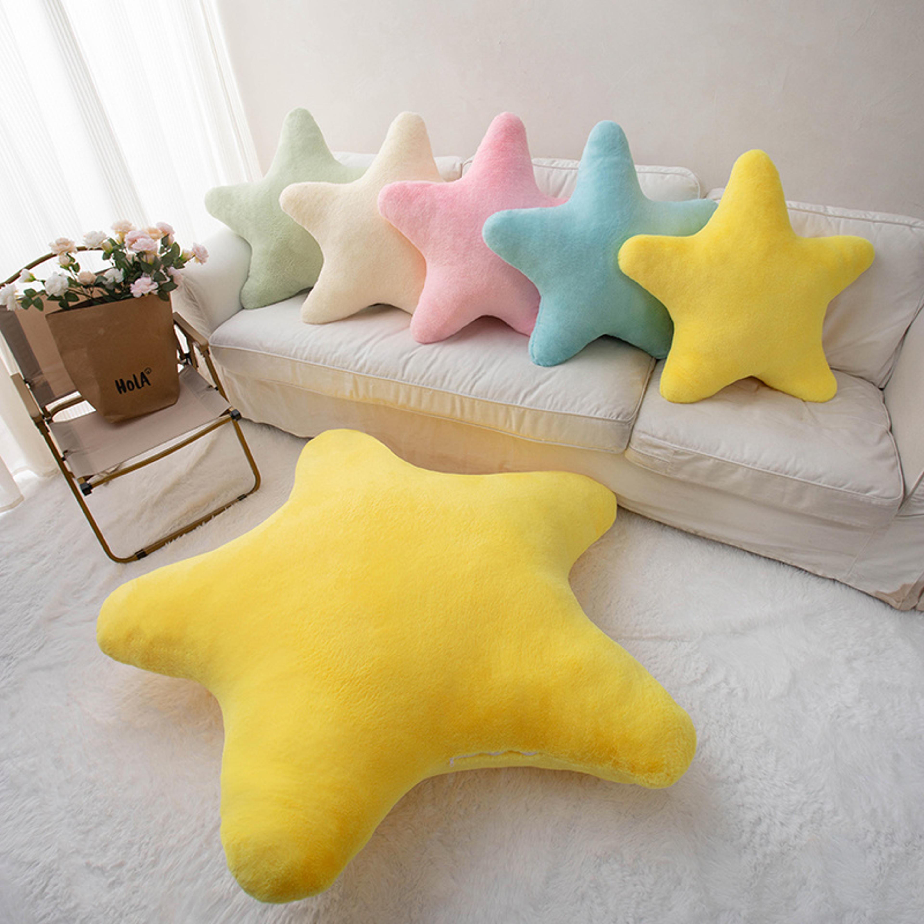 colorful star plush pillow natural sky stuffed cushion - pink yellow blue green cream sofa chair bed decor