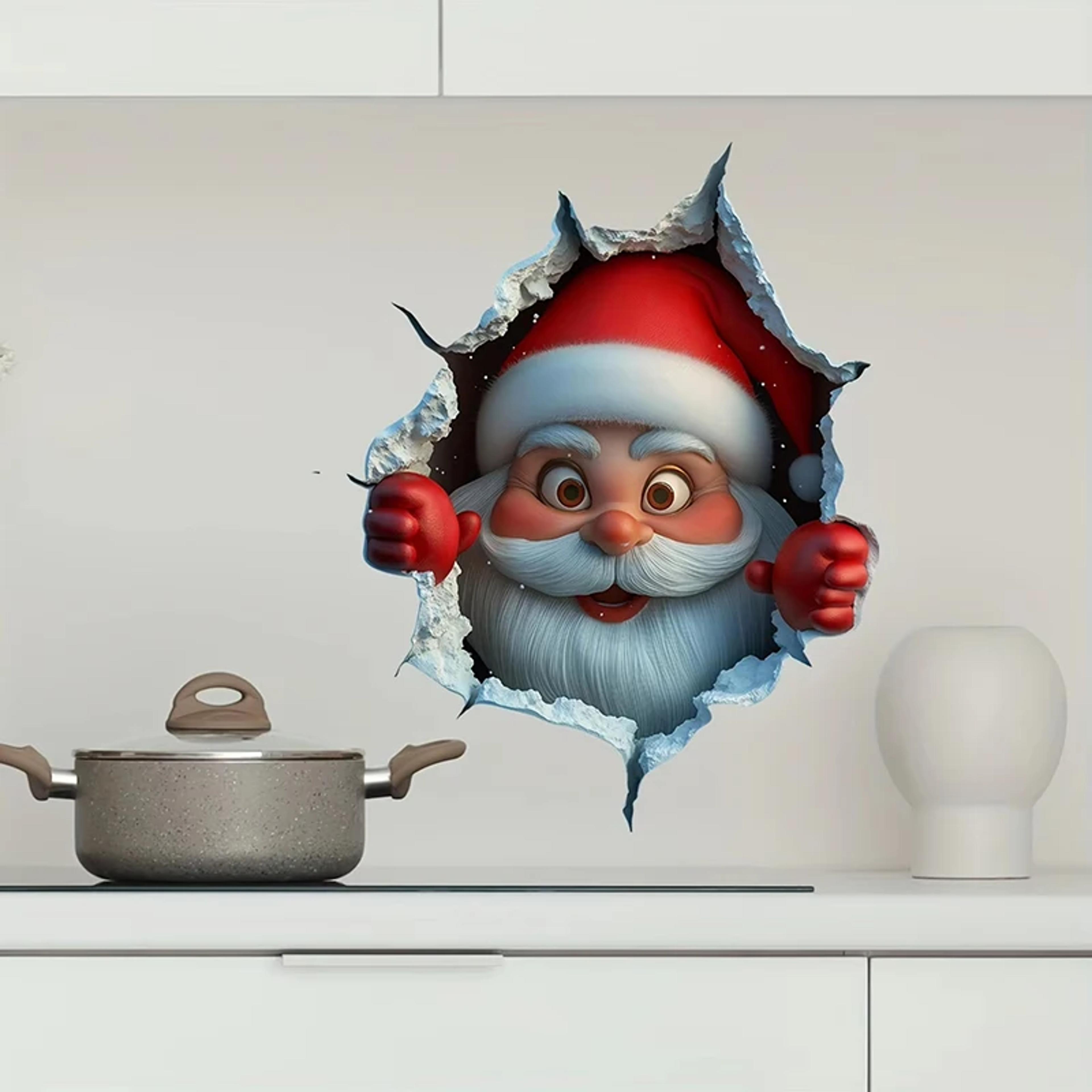 removable wall decal, vinyl christmas wall stickers, santa claus reindeer holiday decor for home living spaces