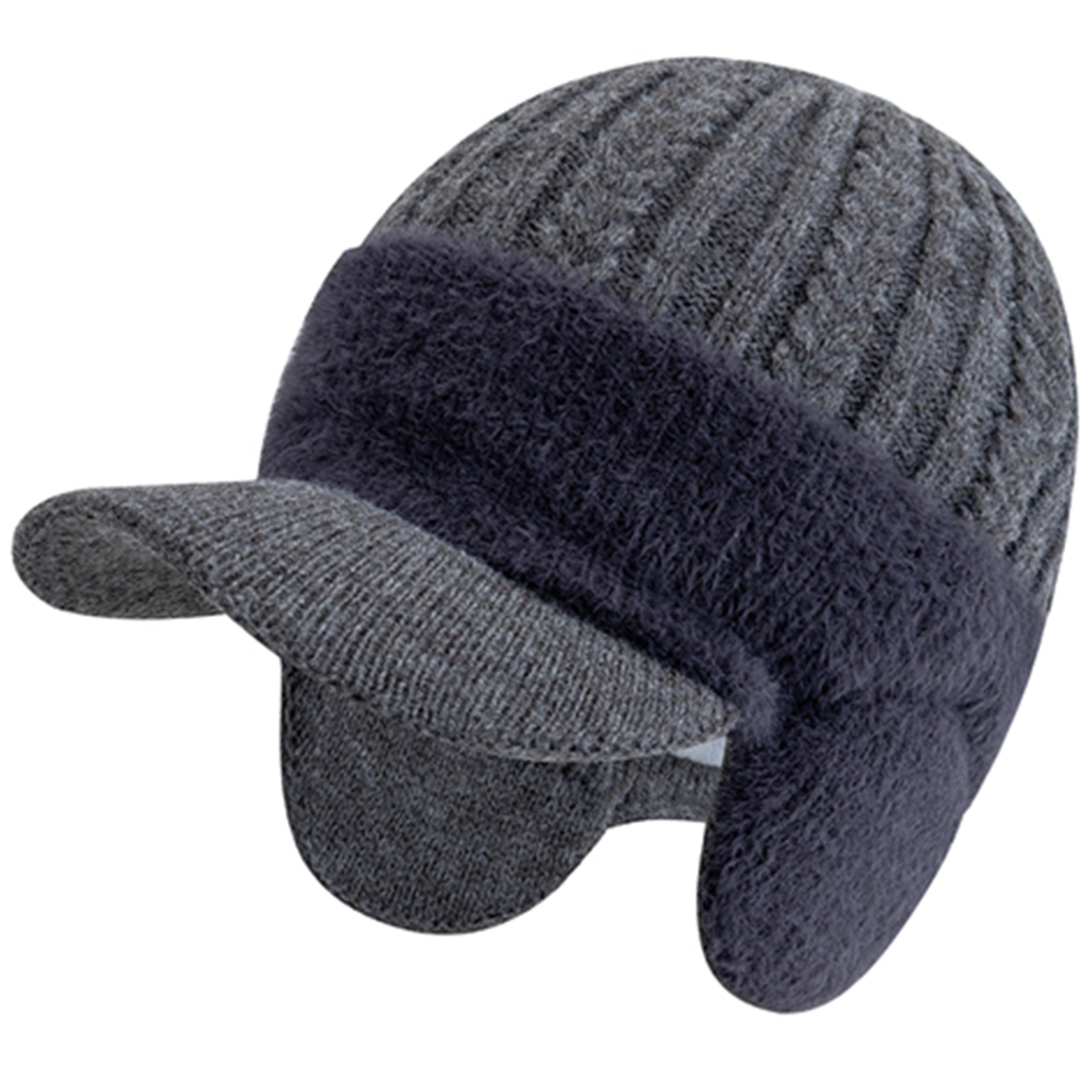 fashion faux fur beanie hat, plush lined winter hat with earflap, men outdoor warm cap gift