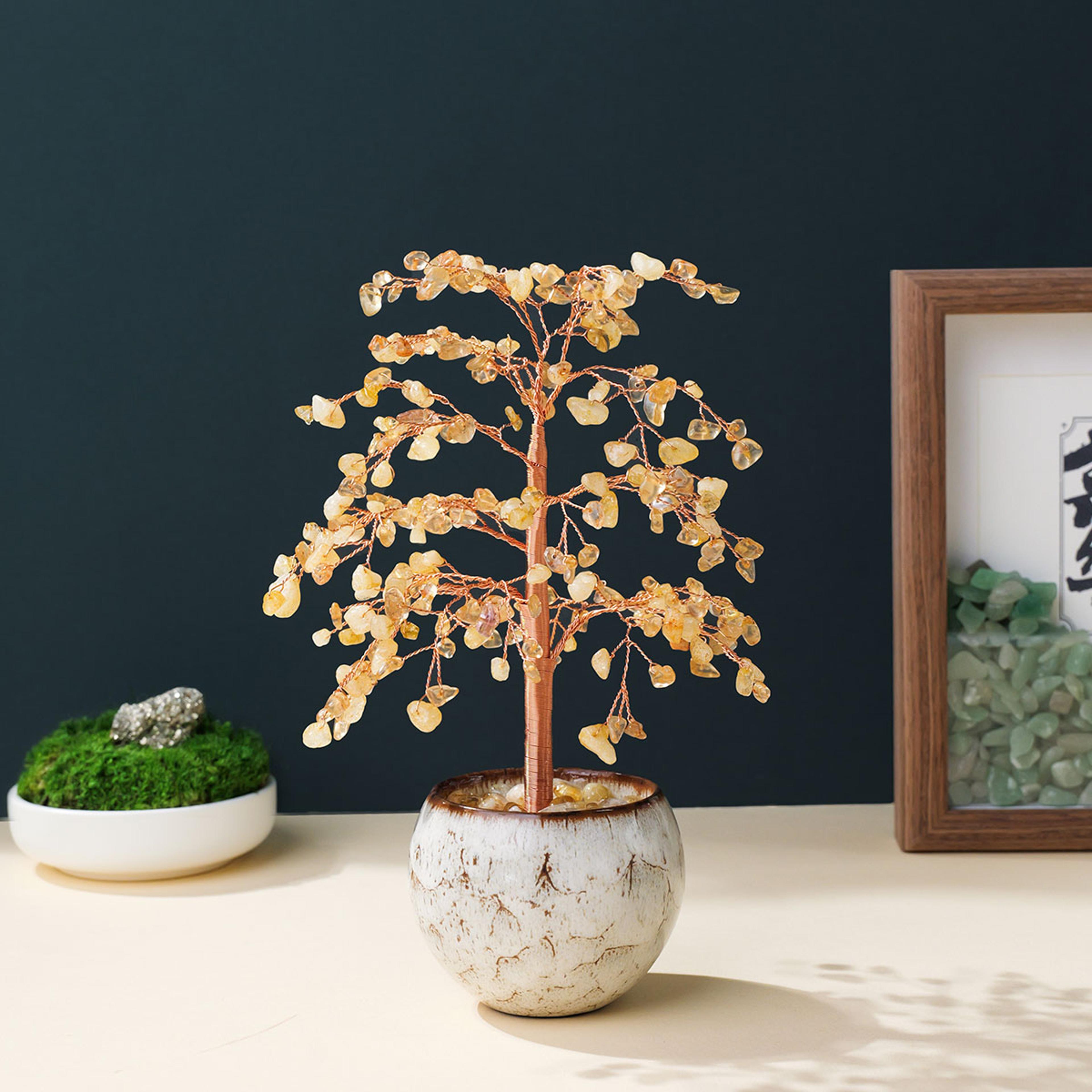 Citrine Energy Stone Money Tree With Copper Wire Colorful Teabowl Feng Shui Tree For Home Decor  Yo 2