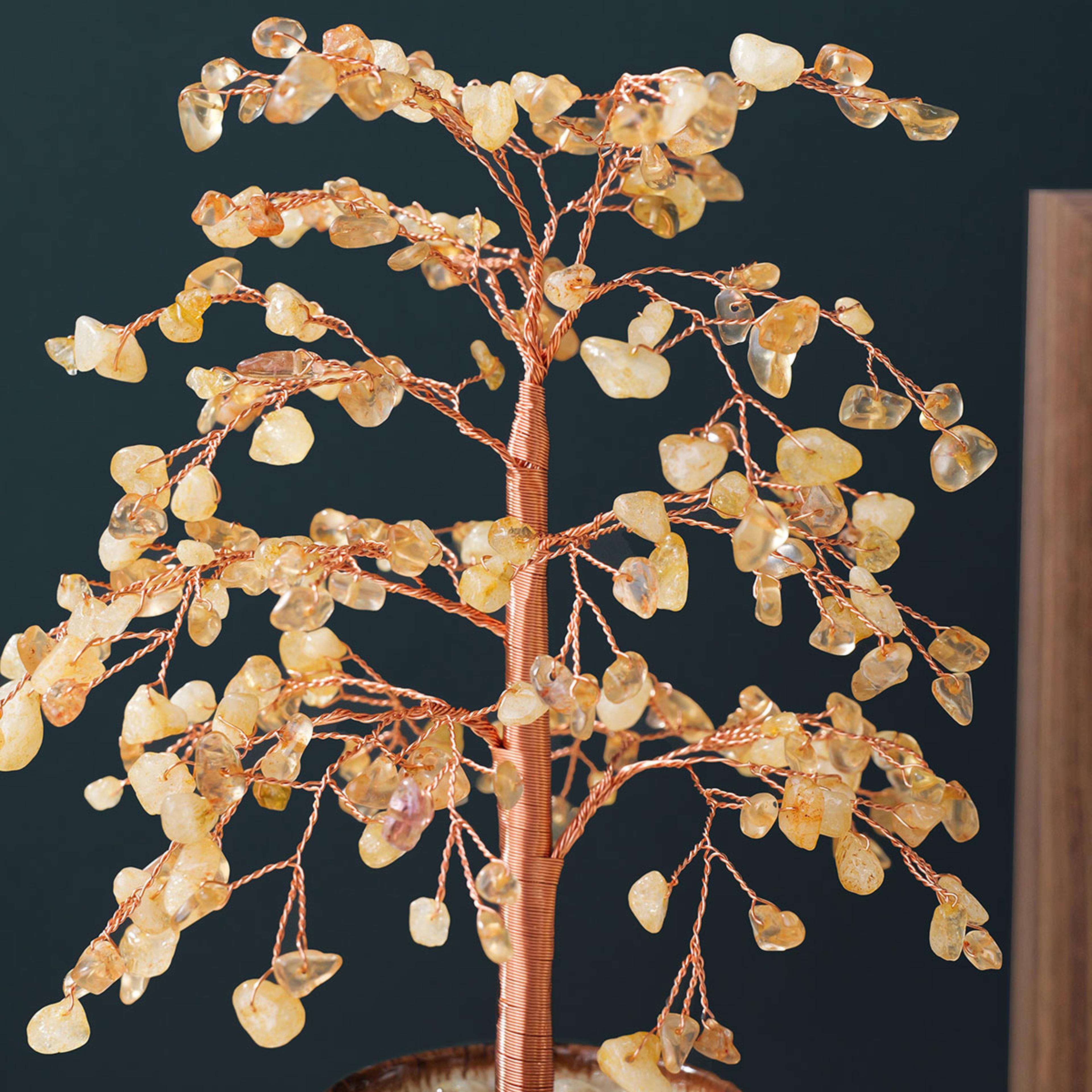 Citrine Energy Stone Money Tree With Copper Wire Colorful Teabowl Feng Shui Tree For Home Decor  Yo 5