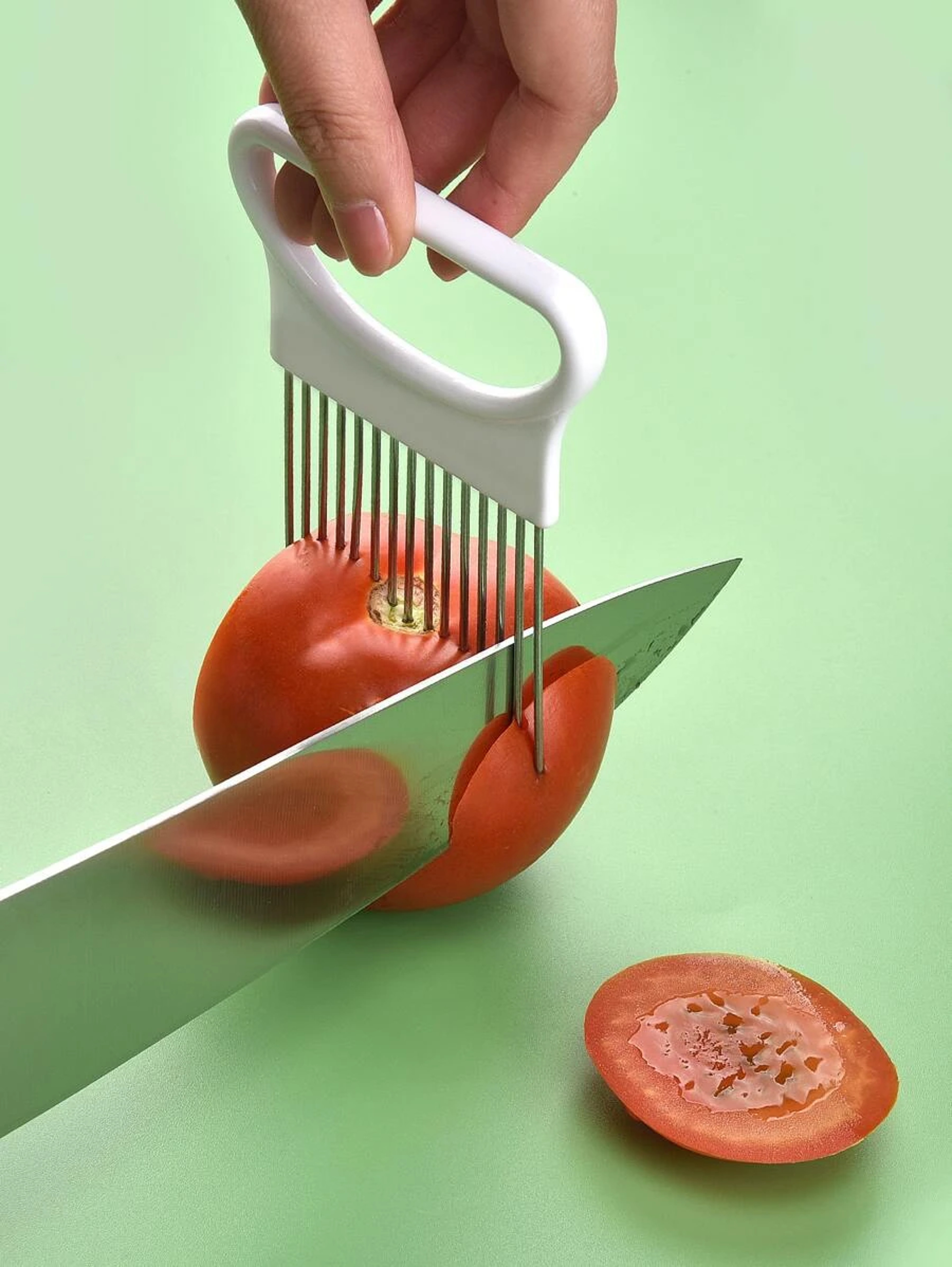 SliceMaster Stainless Steel Onion Holder For Slicing  Vegetable Cutting Guide 3