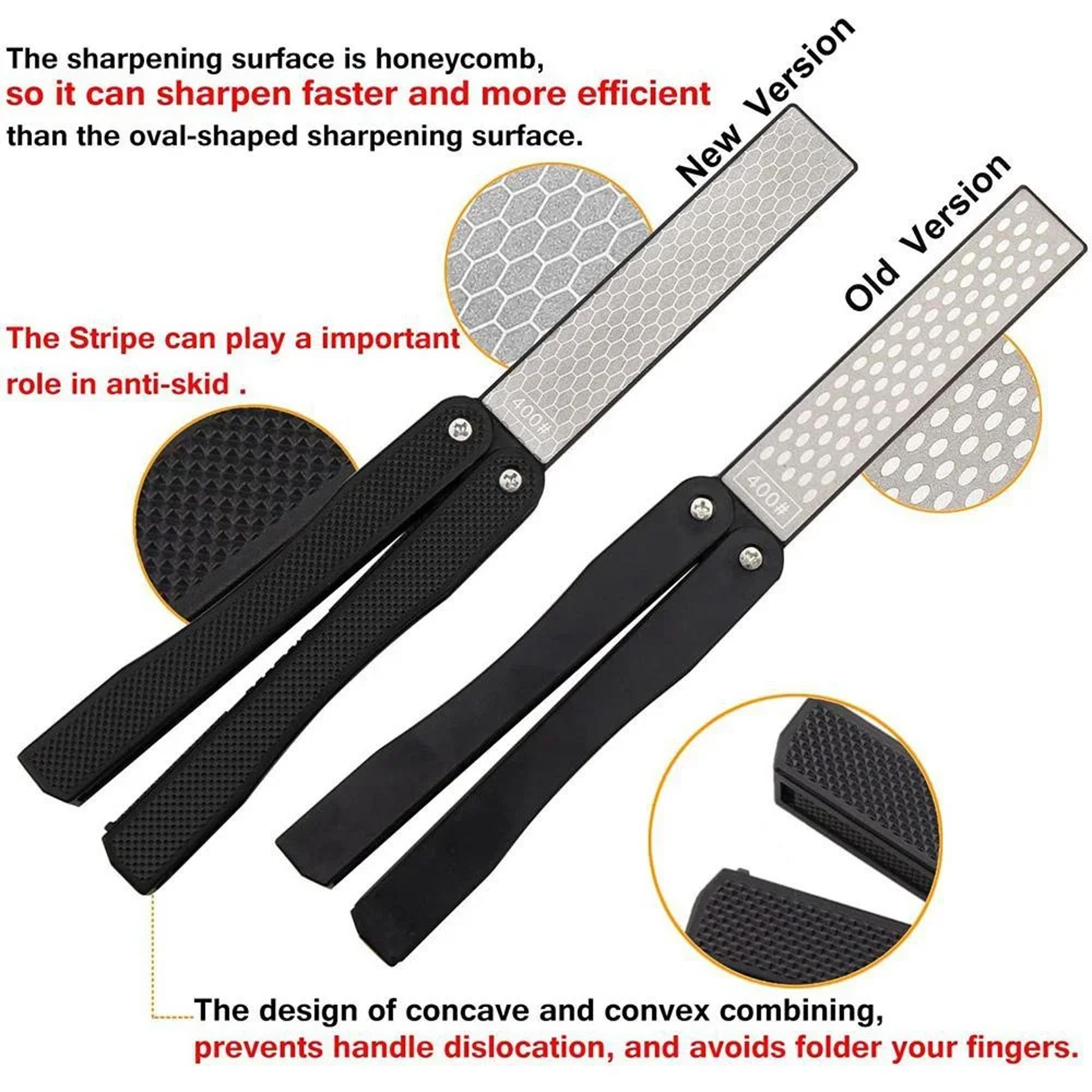 DiamondEdge Foldable Pocket Knife Sharpener  Double Sided Diamond Whetstone 4