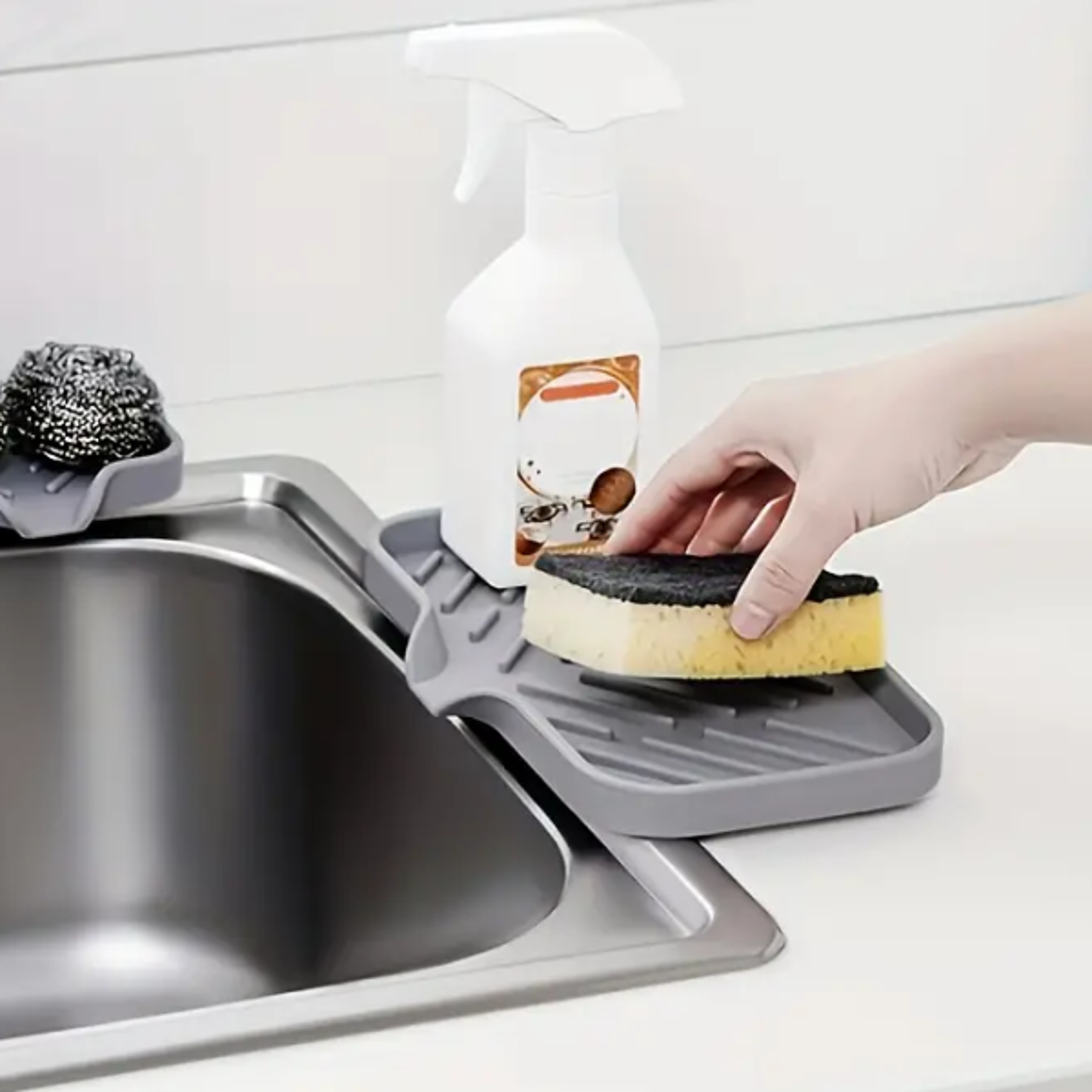 silicone faucet splash guard & sink organizer drying mats