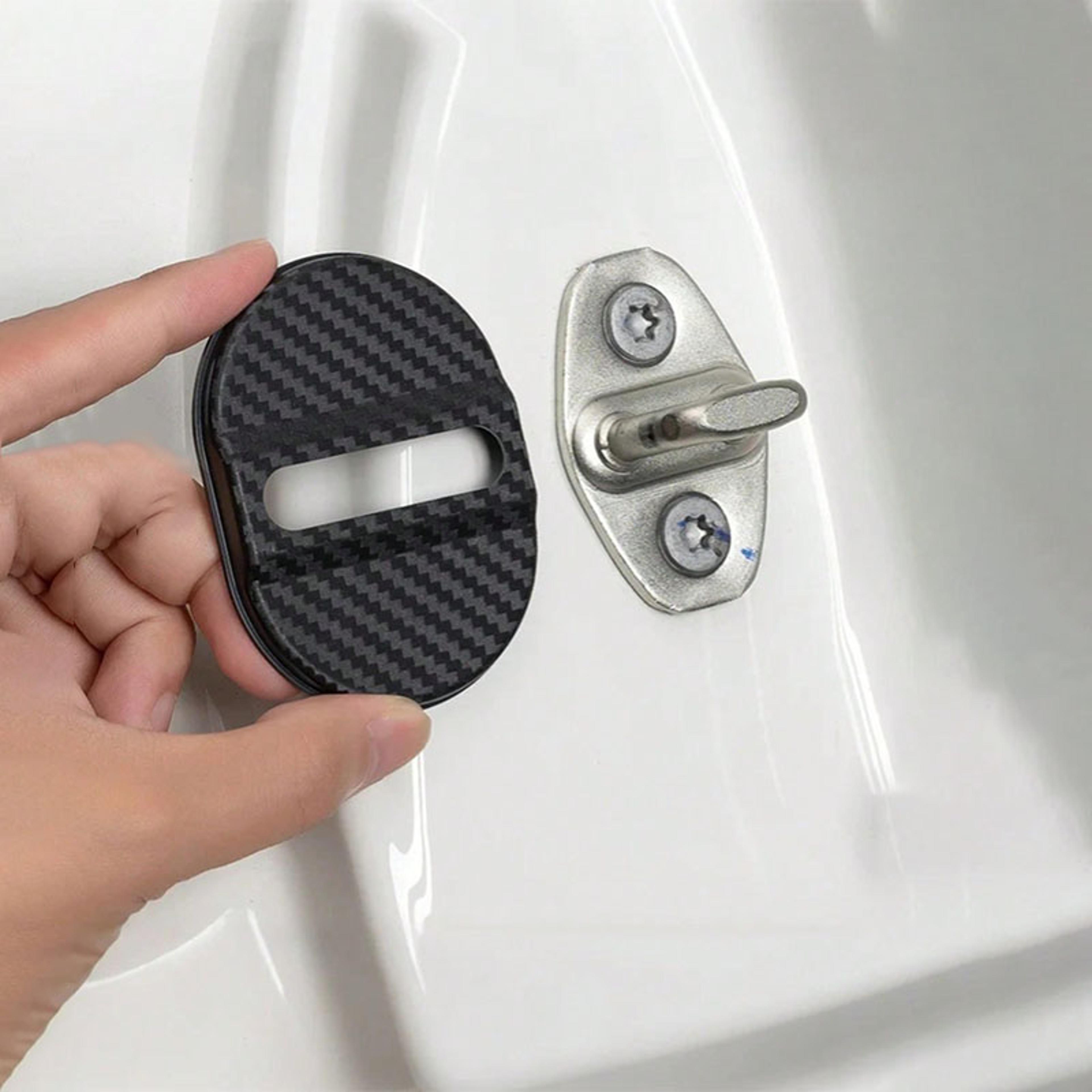 Universal Carbon Fiber Door Lock Protectors Universal Car Door Lock Covers For Shock  Noise Protect 2