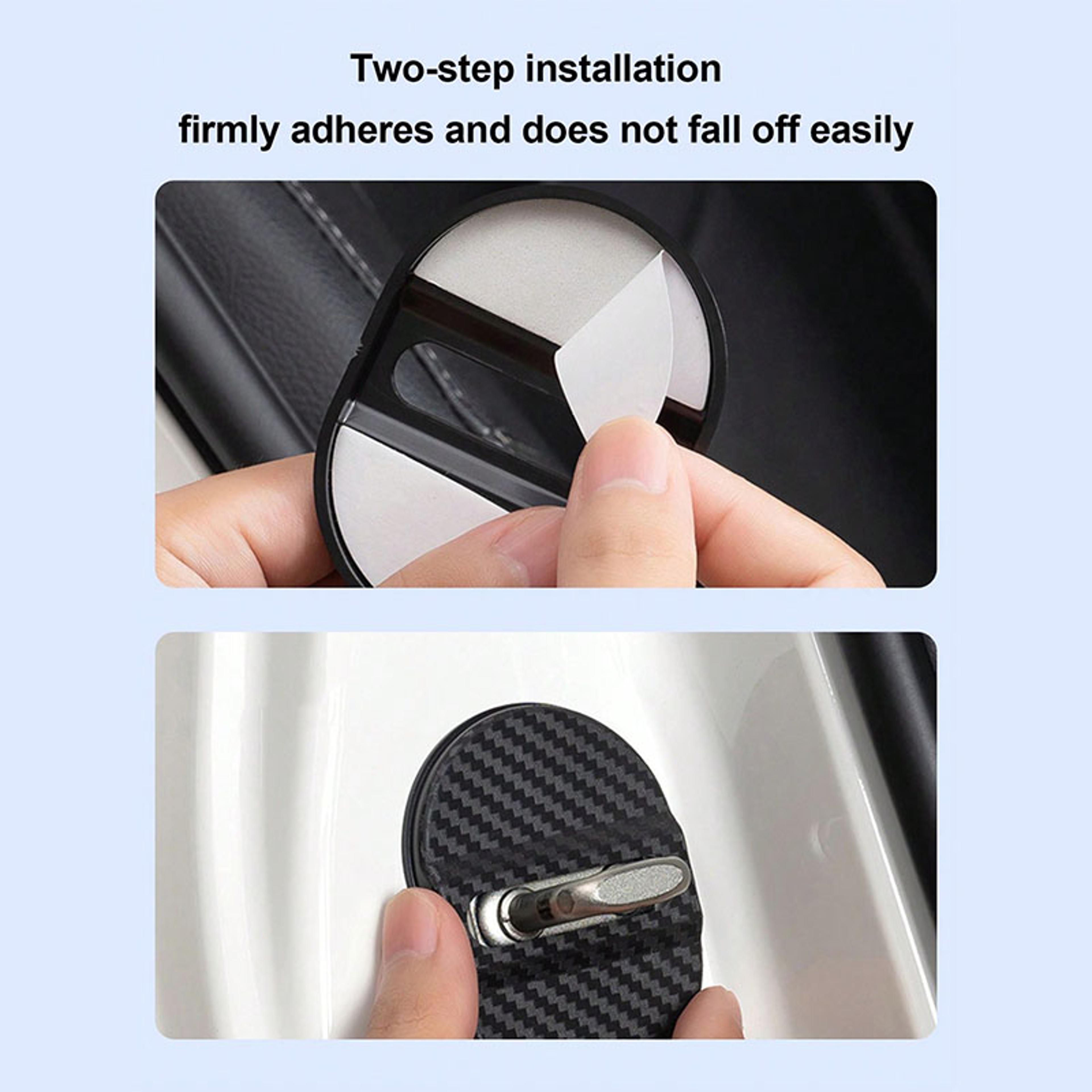 Universal Carbon Fiber Door Lock Protectors Universal Car Door Lock Covers For Shock  Noise Protect 4
