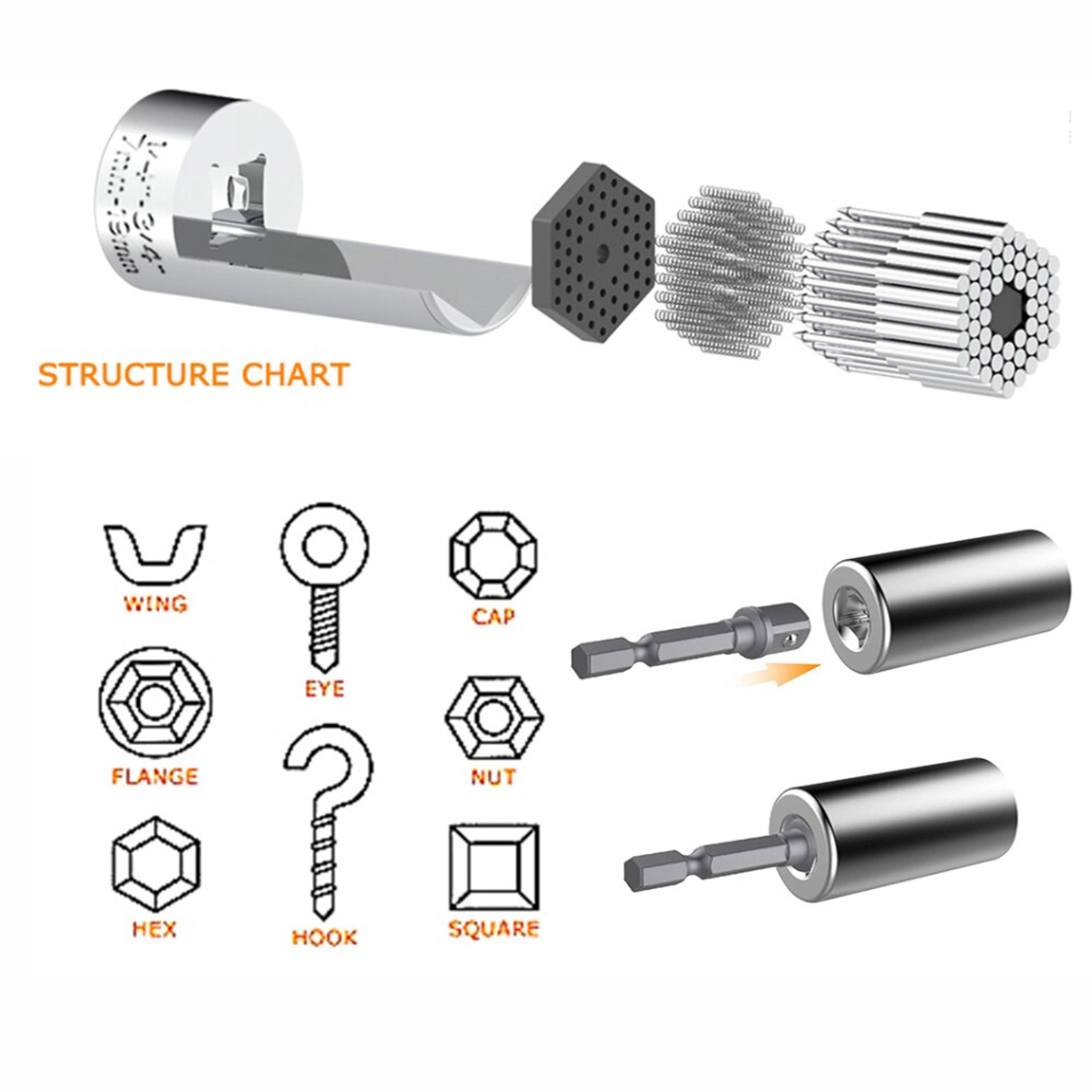 Universal Magic Socket Wrench Set With Drill Adapter Adjustable Socket Tool 4