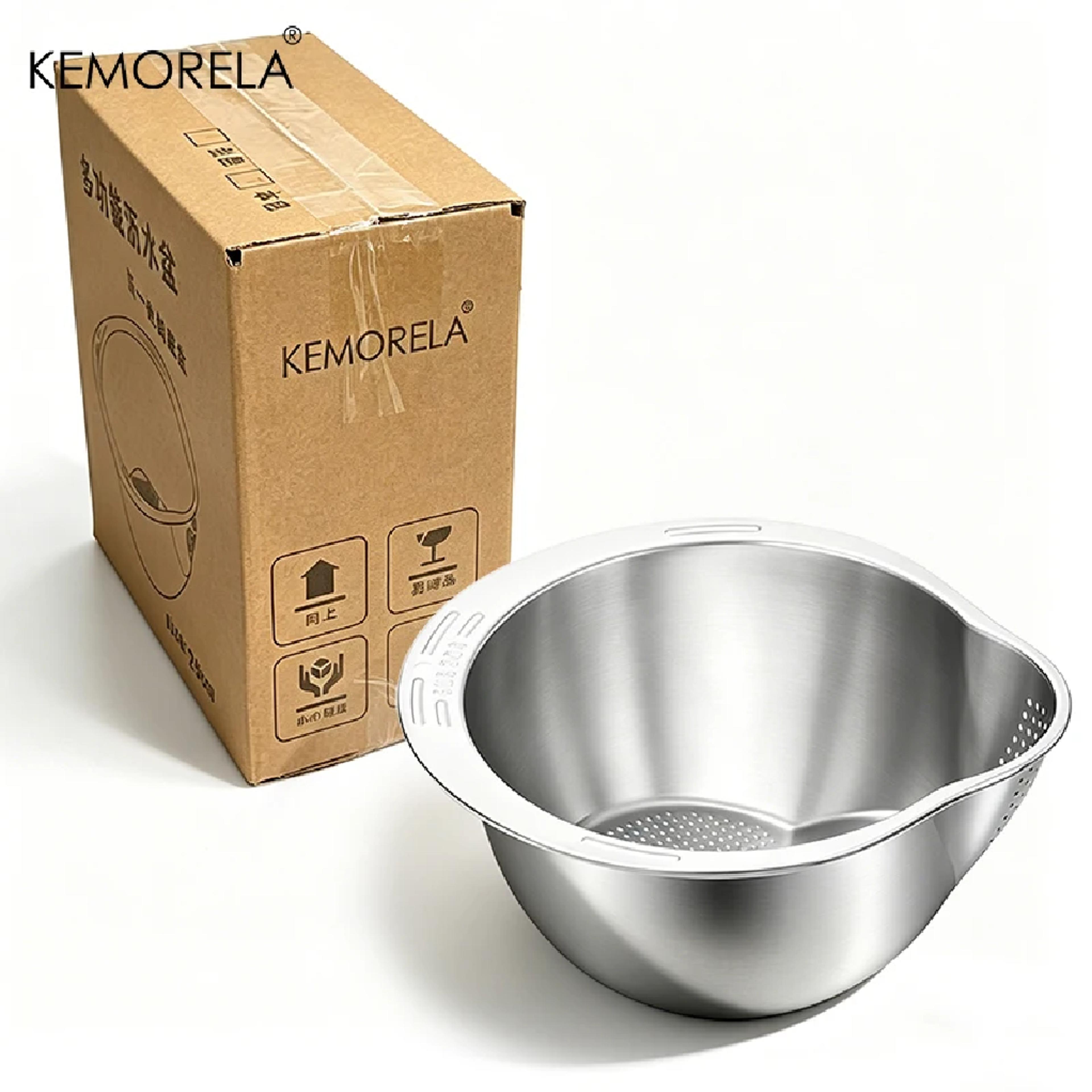 Premium Stainless Steel Rice Washer Bowl  Rice Strainer Colander Multi Use Kitchen Rinsing Tool 3