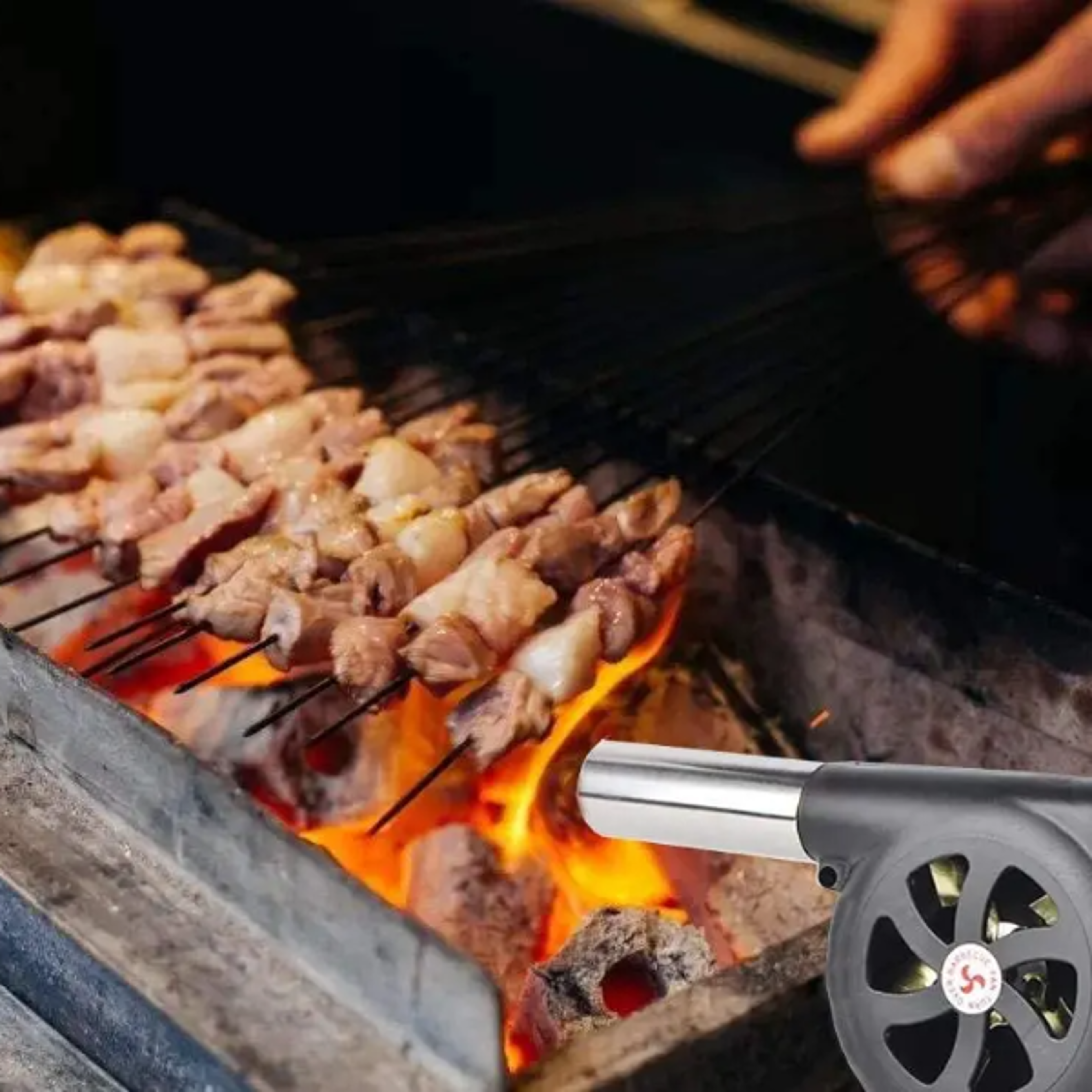 portable bbq blower hand crank fire starter fan for grilling, camping & outdoor cookings
