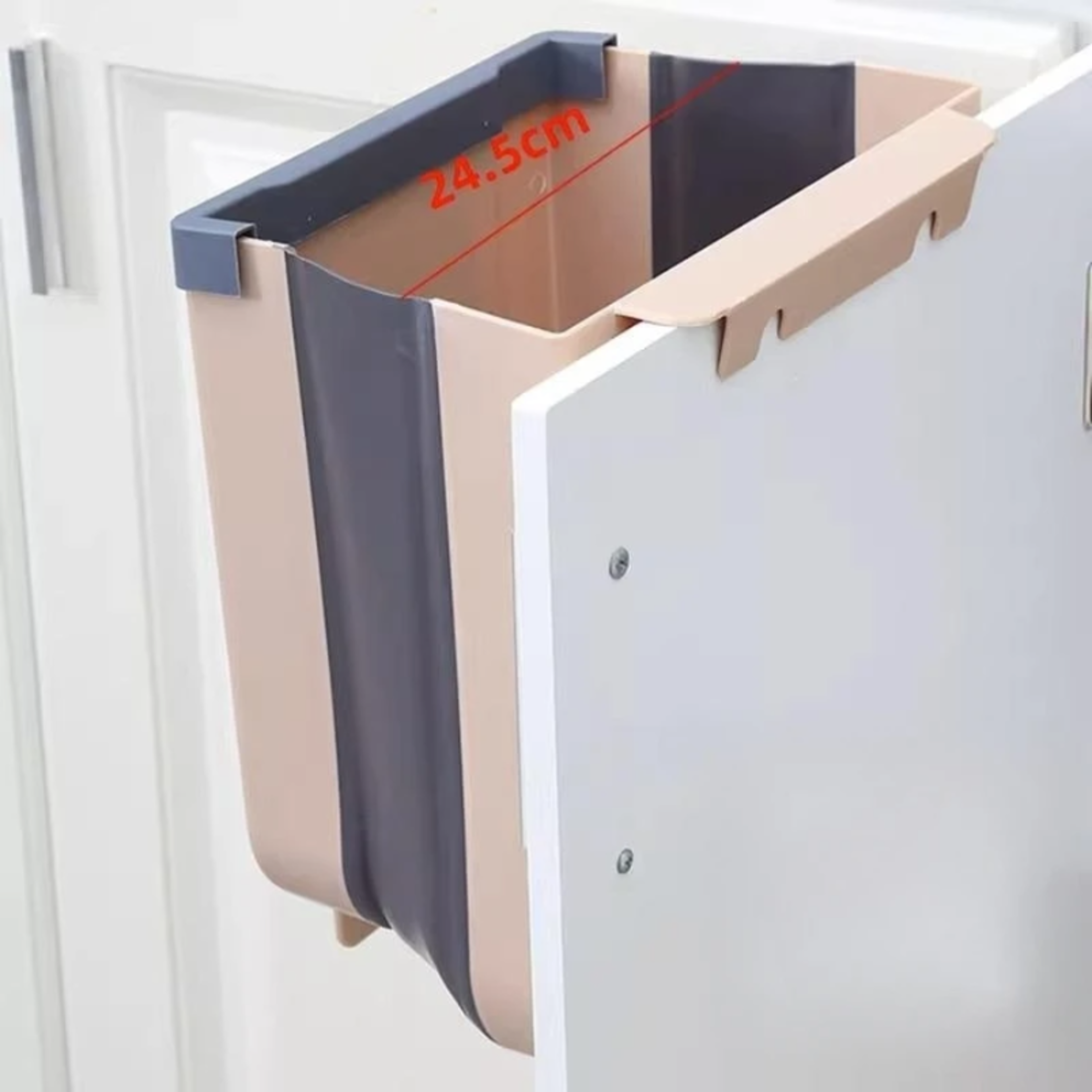 Space Saver Wall Mounted Folding Trash Can Kitchen Cabinet Door Trash Bin 2