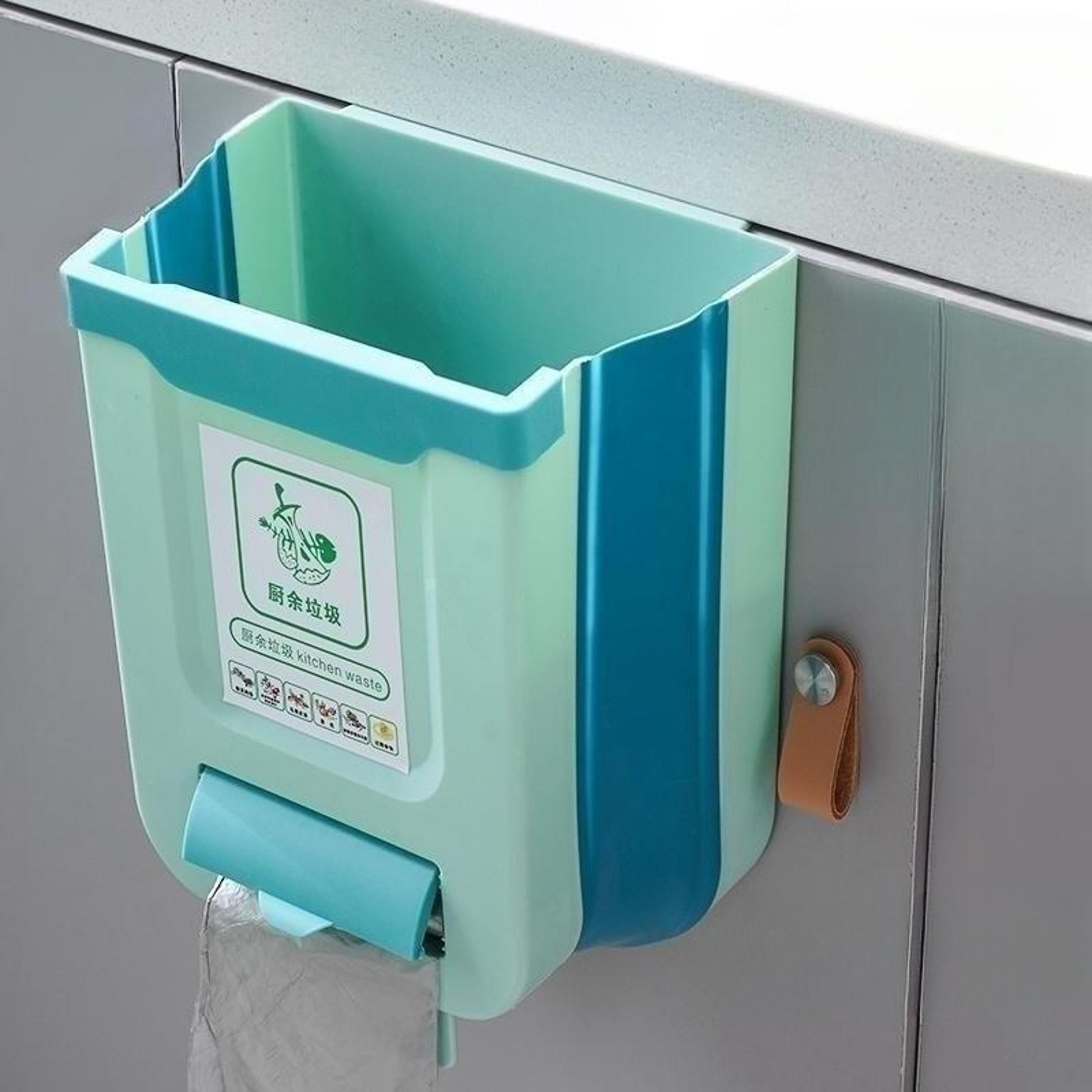 Space Saver Wall Mounted Folding Trash Can Kitchen Cabinet Door Trash Bin 7